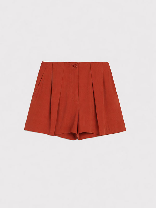 Semicouture 雙打摺短褲(磚紅)