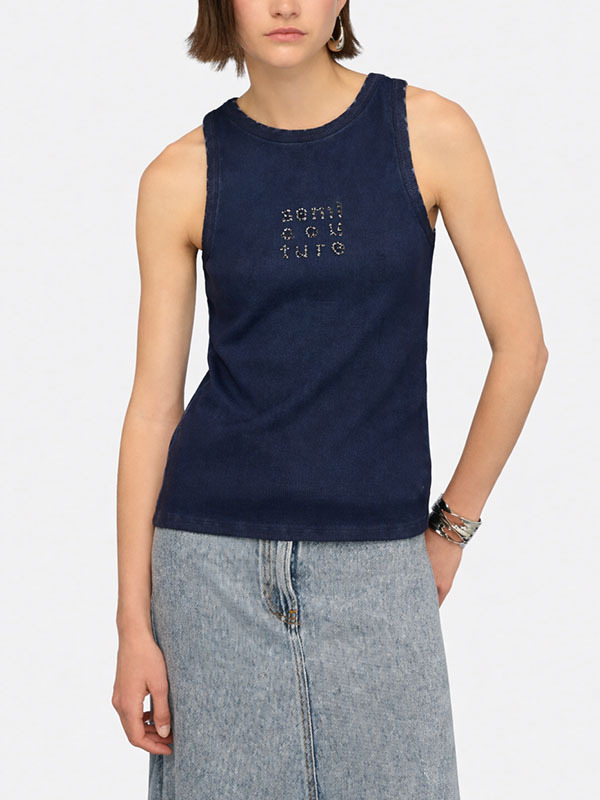 Semicouture 暈染亮鑽背心