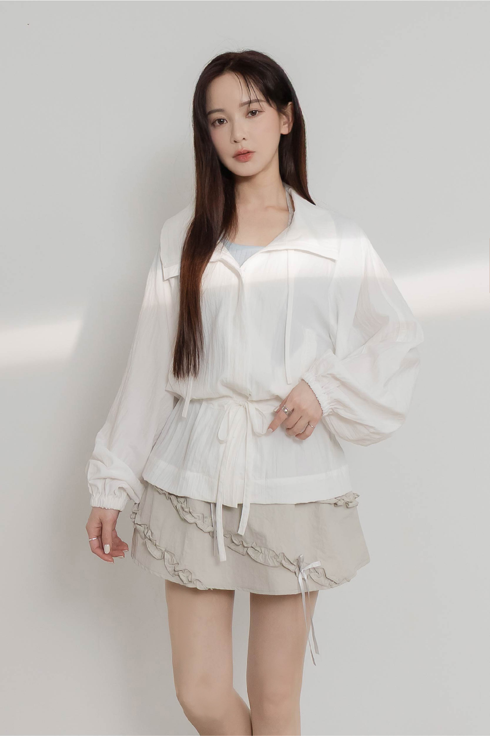 立領寬鬆抽繩防曬外套