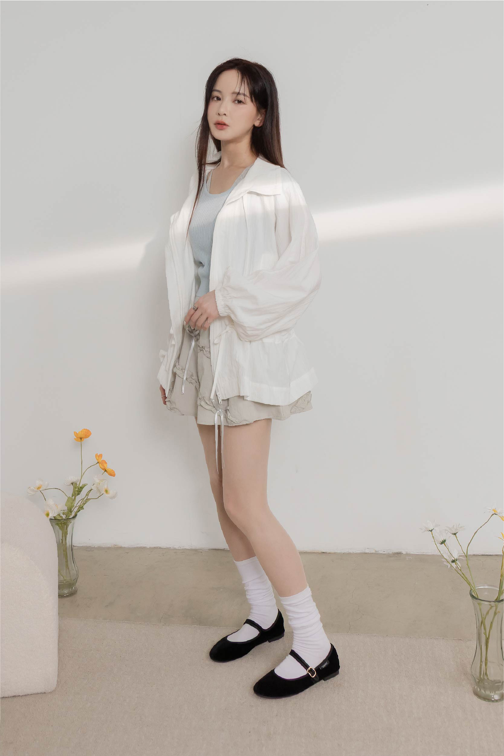 立領寬鬆抽繩防曬外套