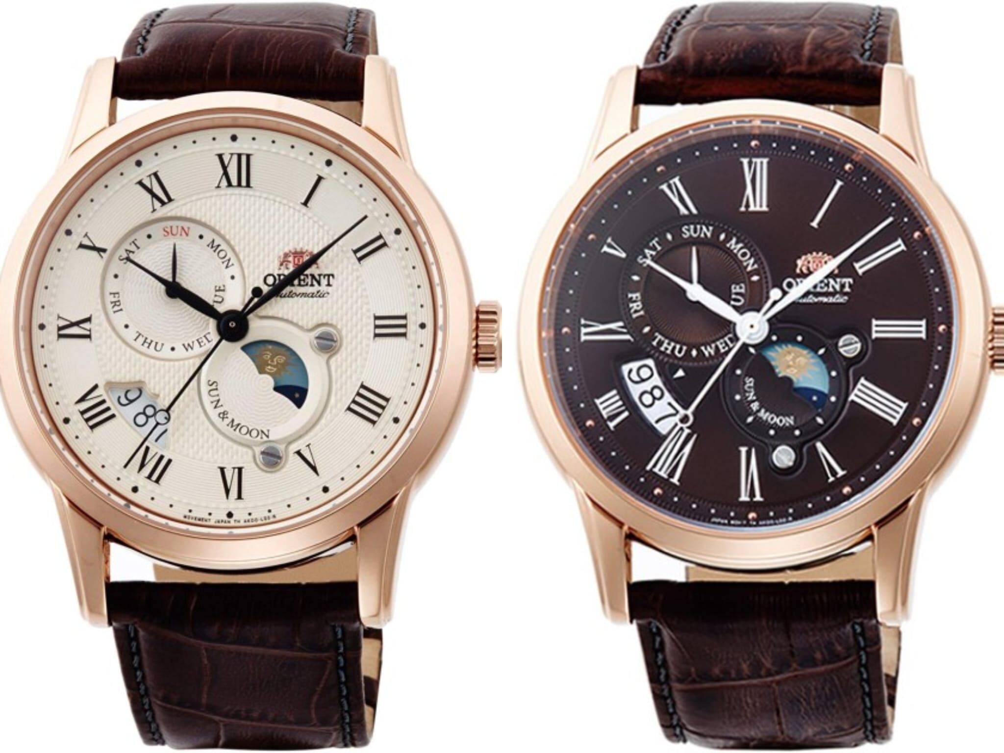 Orient 東方 Mechanical Classic Watch Leather Strap - 42.5mm 銀色 RN-AK0001S ,棕色  RN-AK0002Y 典日月相腕錶 機械式經典腕錶 皮革錶帶