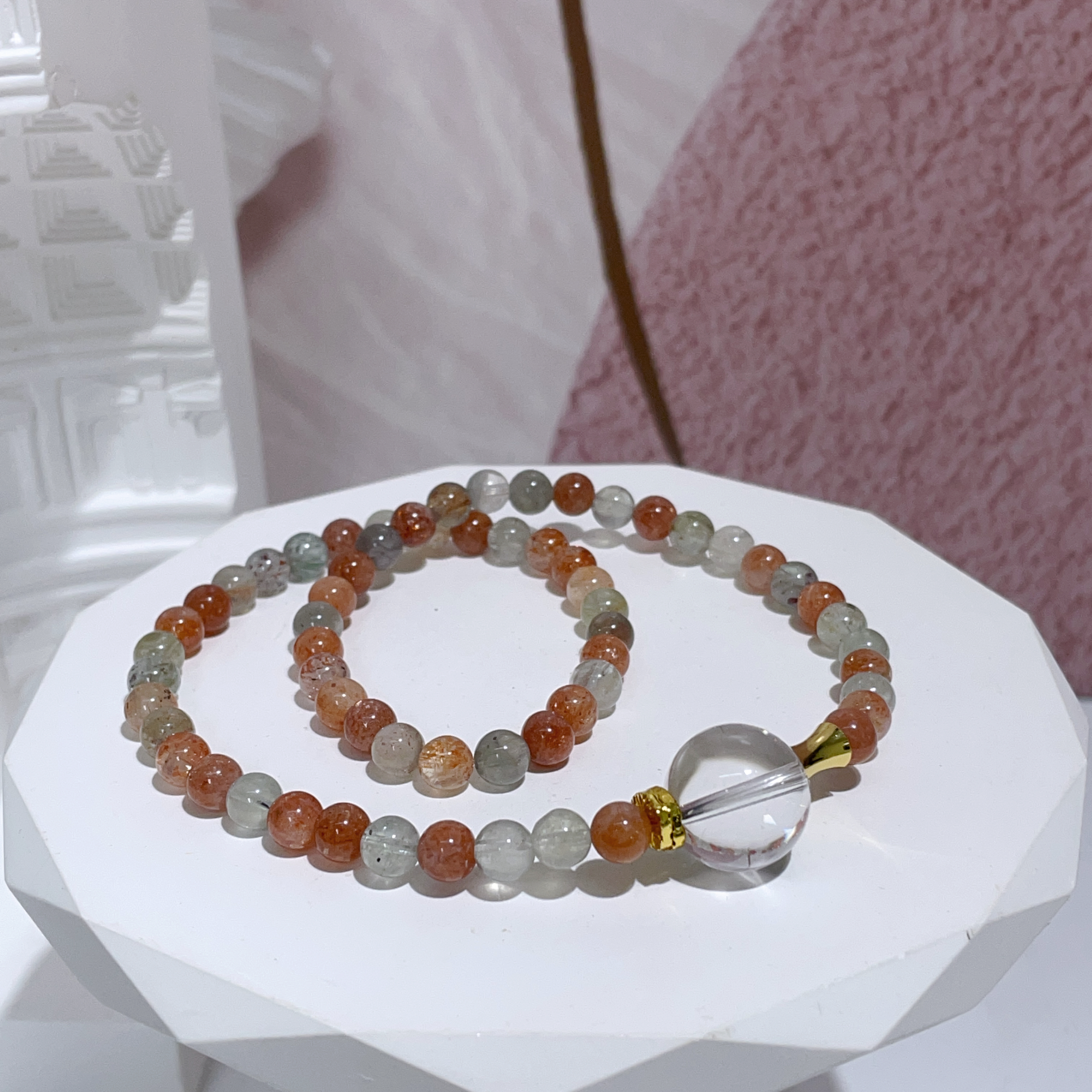 阿魯沙拼白水晶雙圈 5mm/14mm