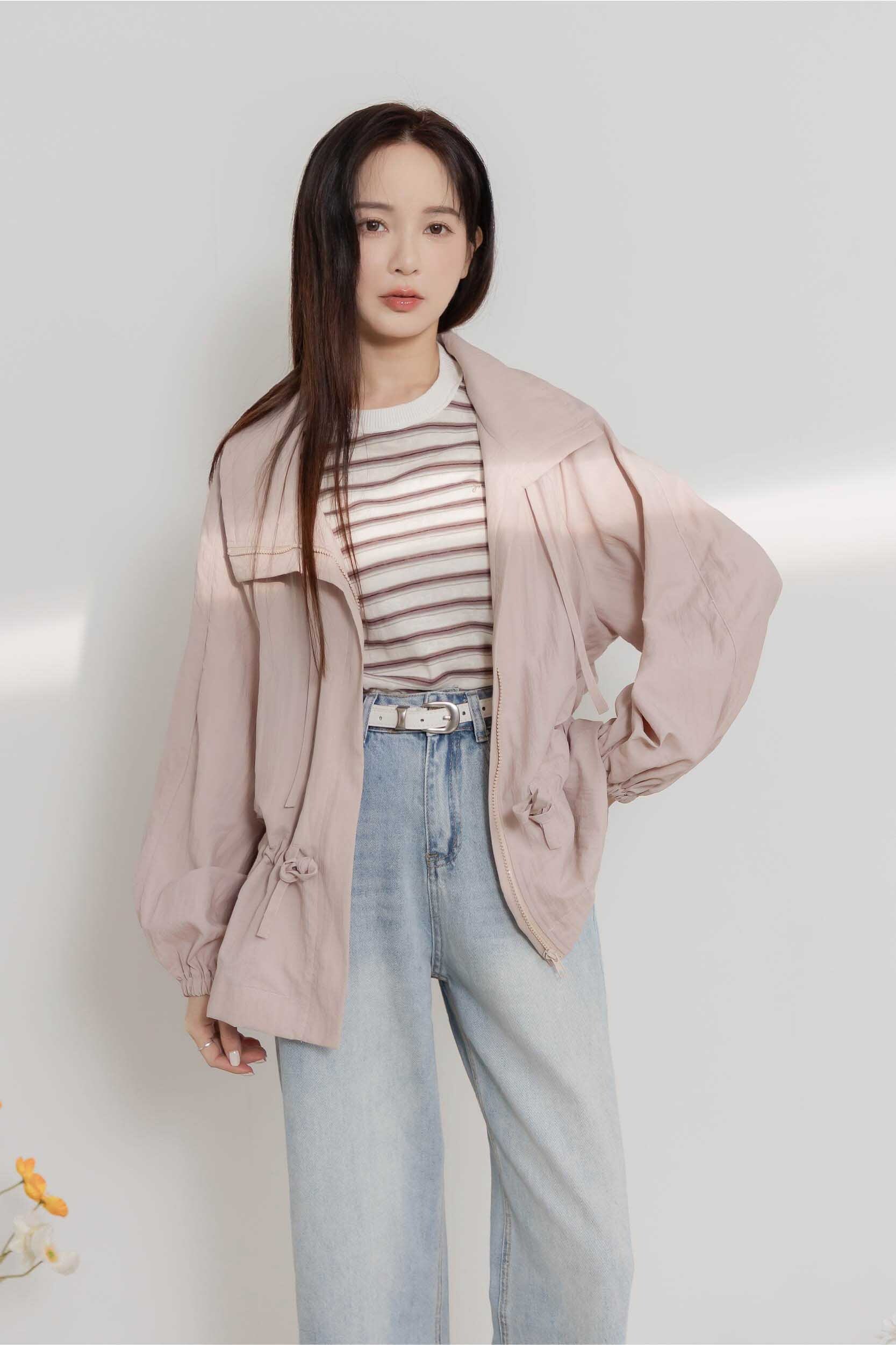 立領寬鬆抽繩防曬外套