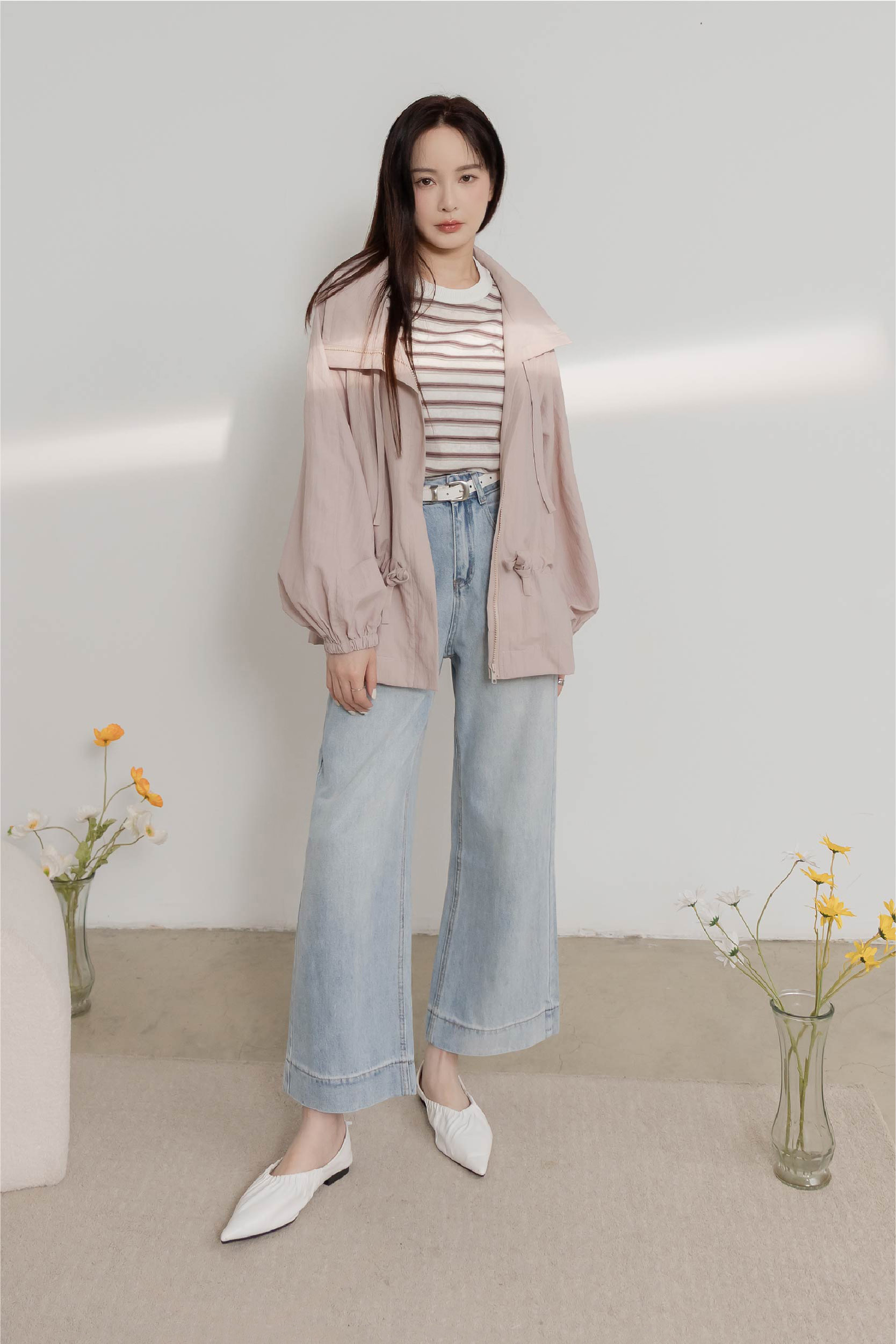 立領寬鬆抽繩防曬外套