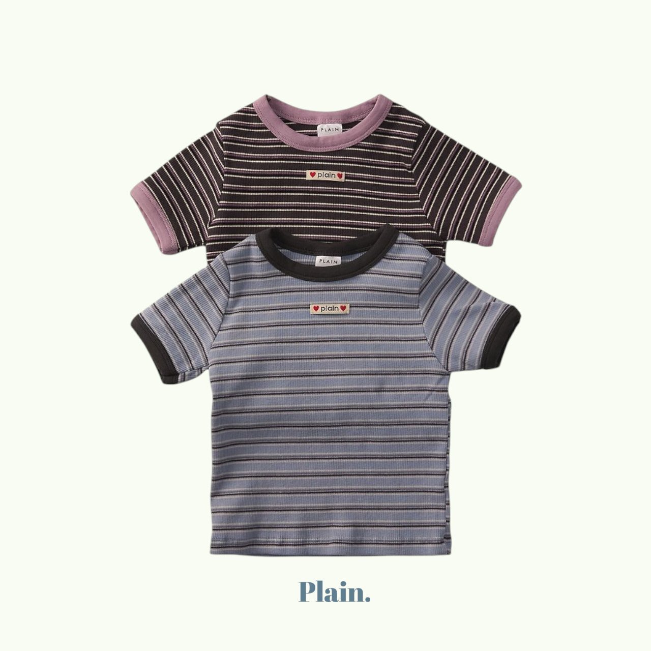 條紋撞色羅紋T