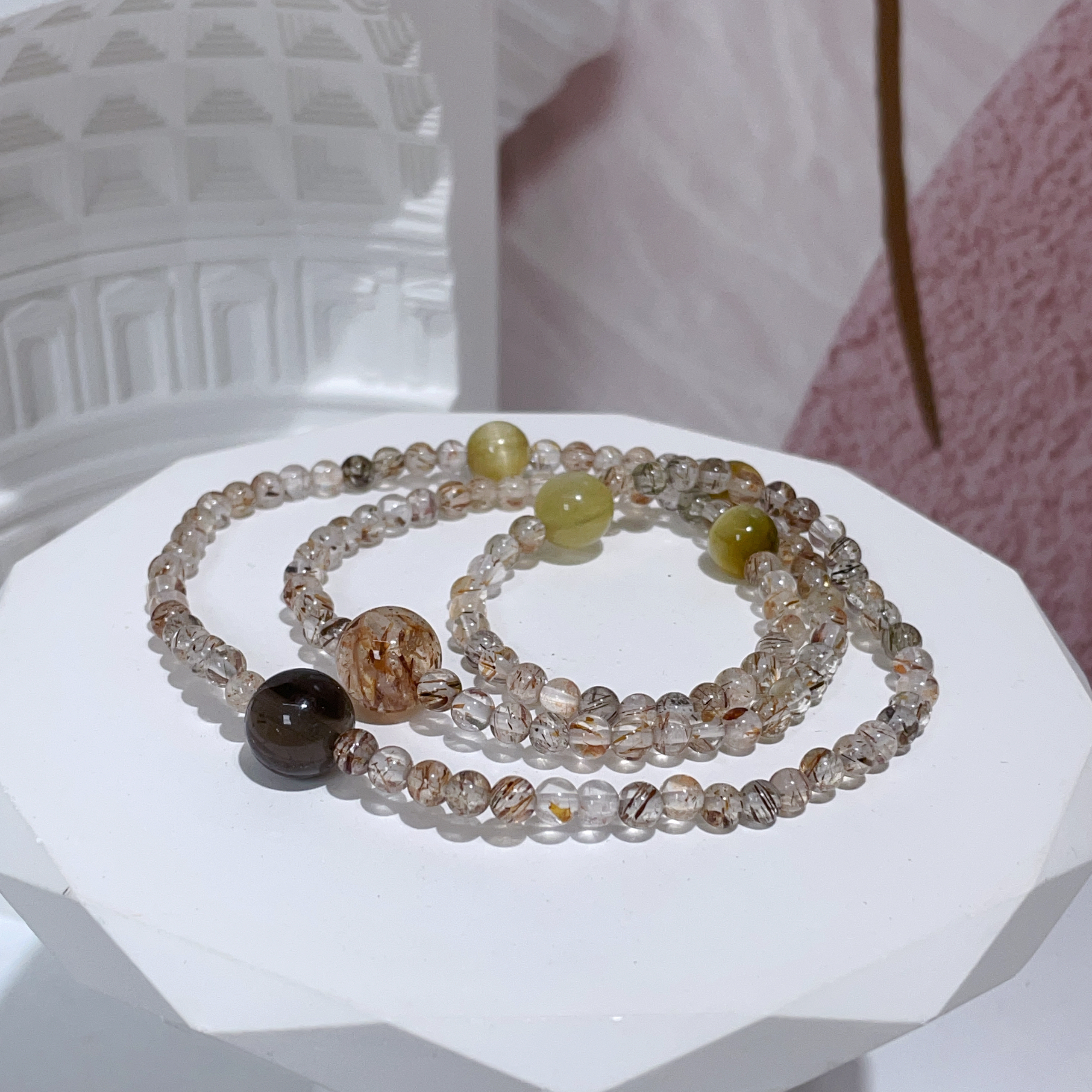 透閃黑金超拼虎眼茶晶三圈