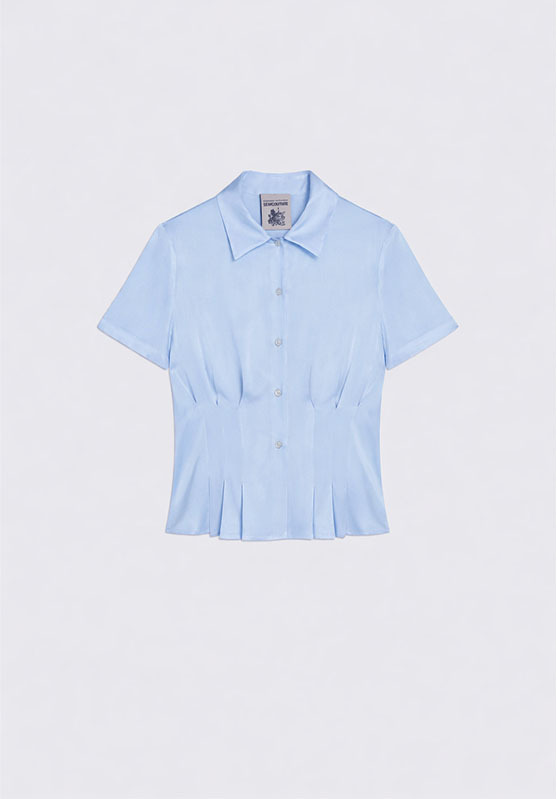Semicouture 收腰短袖襯衫(天藍)