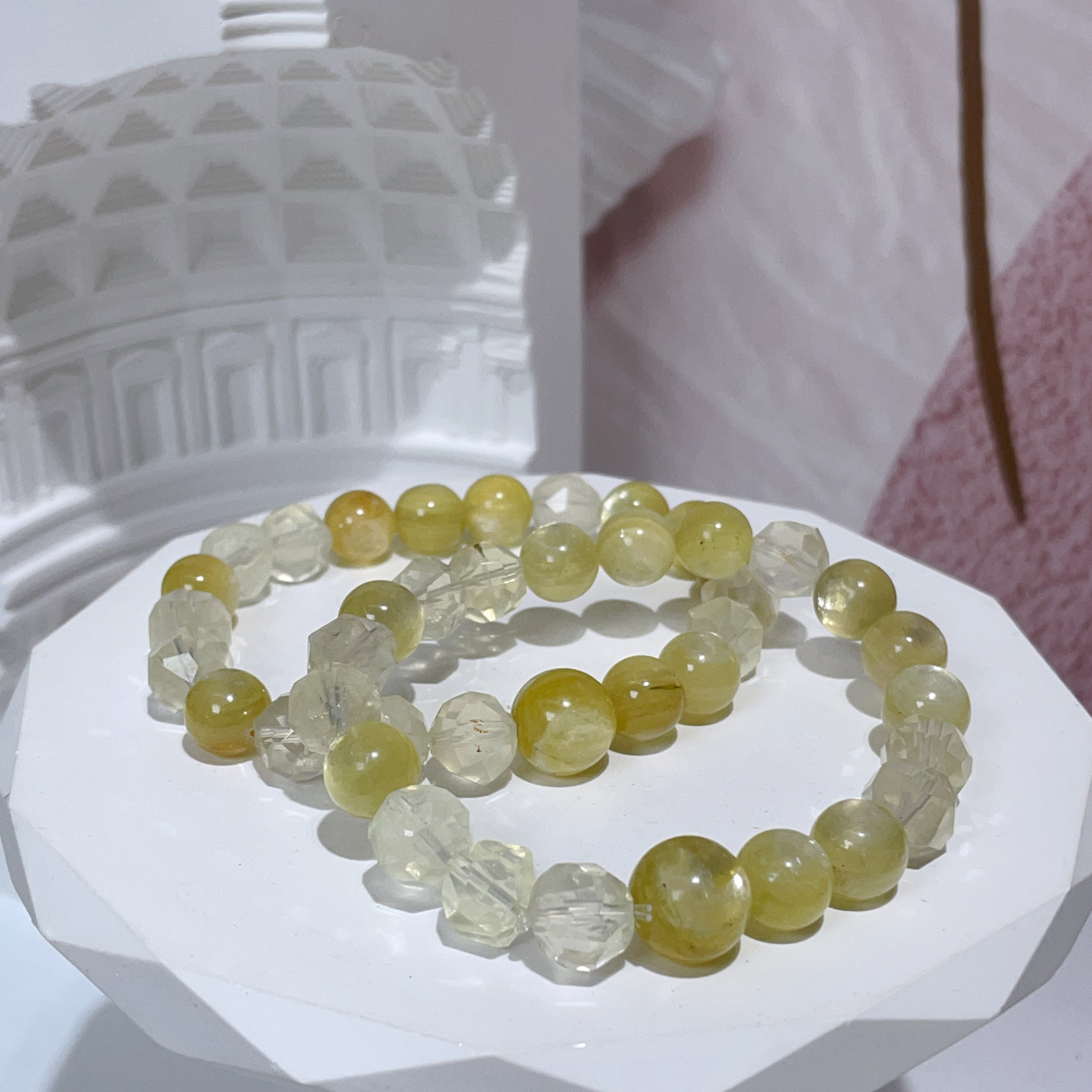檸檬晶拼黃金鋰雲母手串 9mm