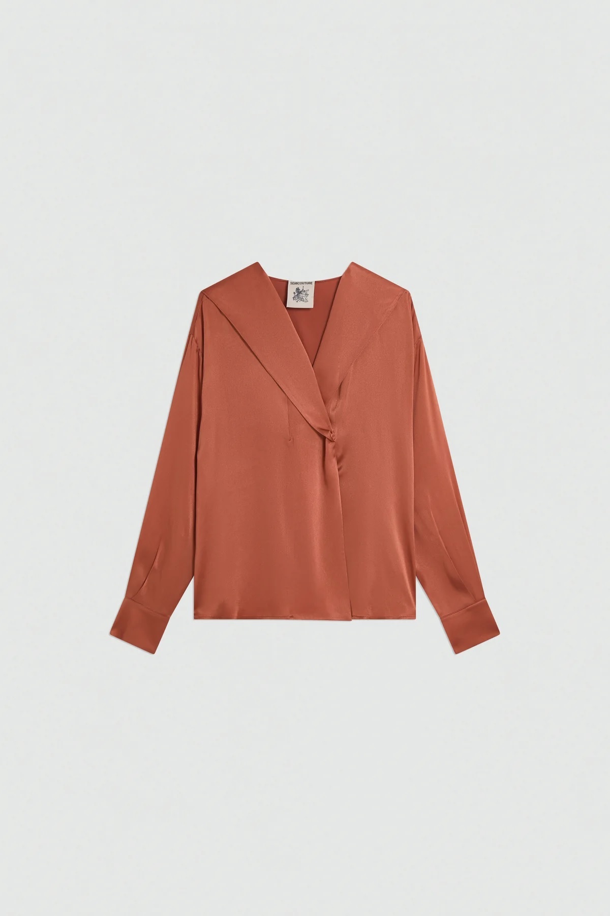 Semicouture 真絲連帽上衣(磚紅)