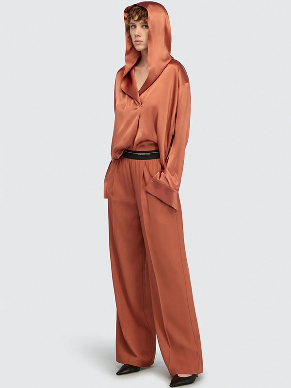 Semicouture 真絲連帽上衣(磚紅)