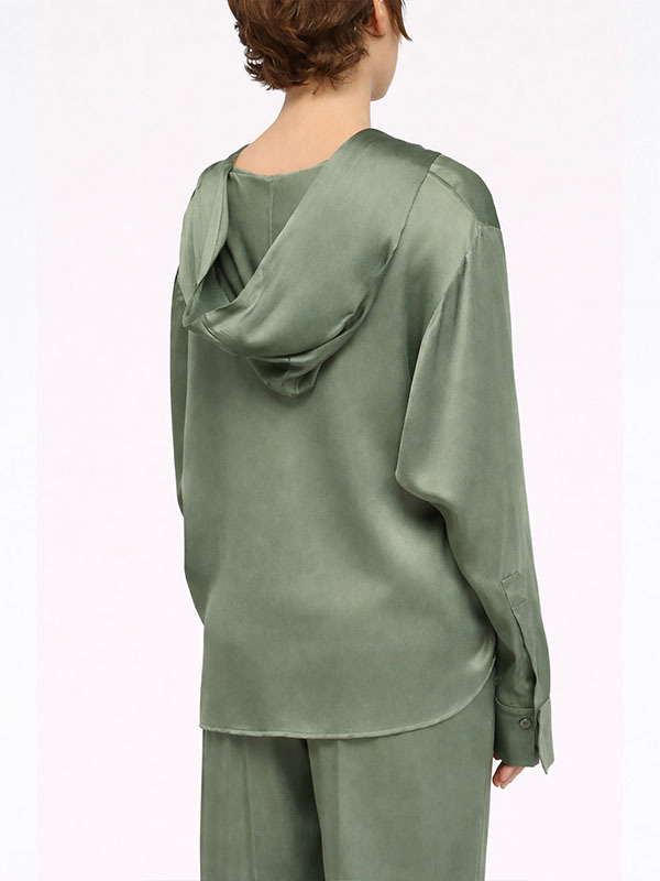 Semicouture 真絲連帽上衣(草綠)