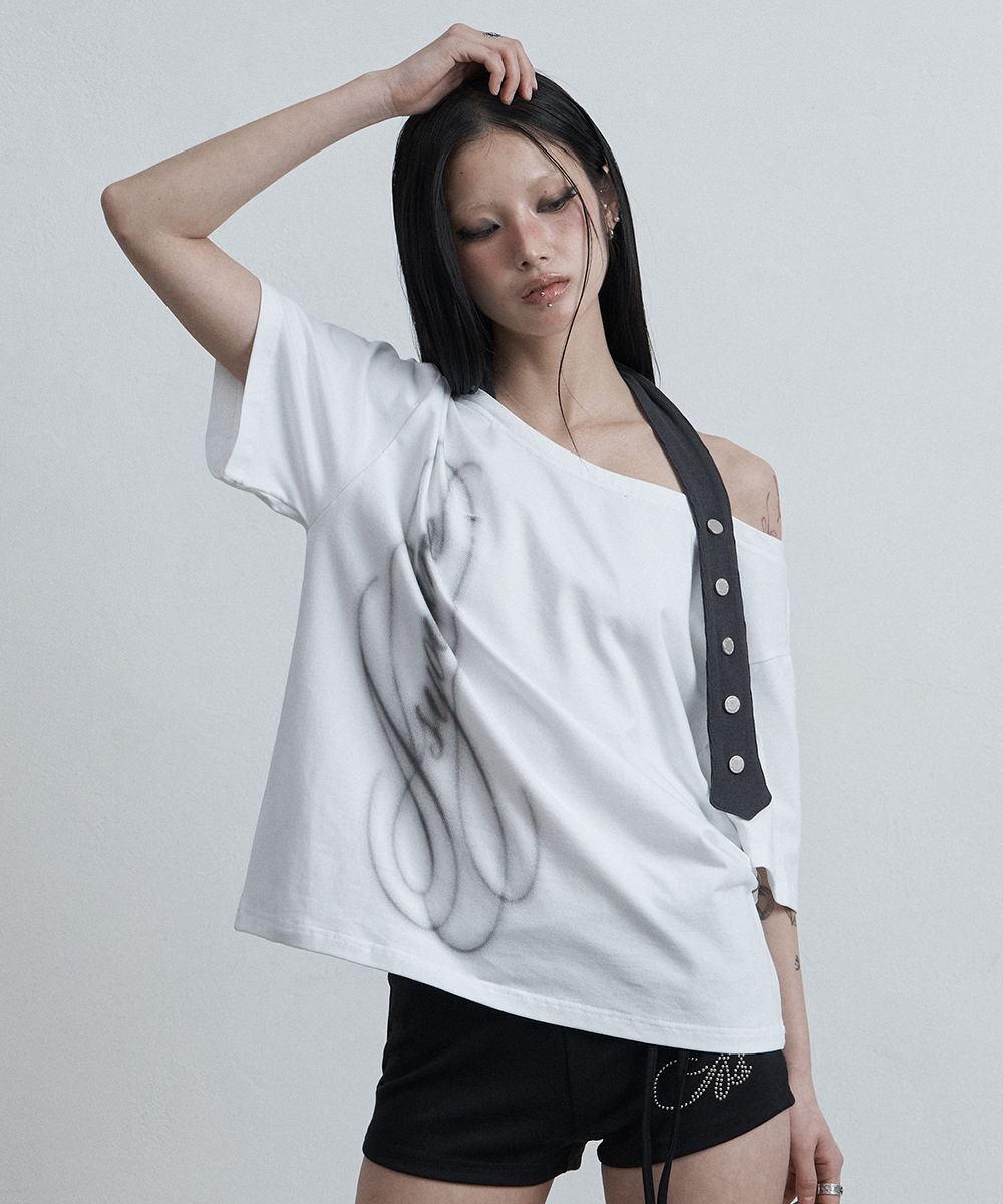 AS YOU ARE 綁帶露肩上衣 白色 AS26SMTOP06WH