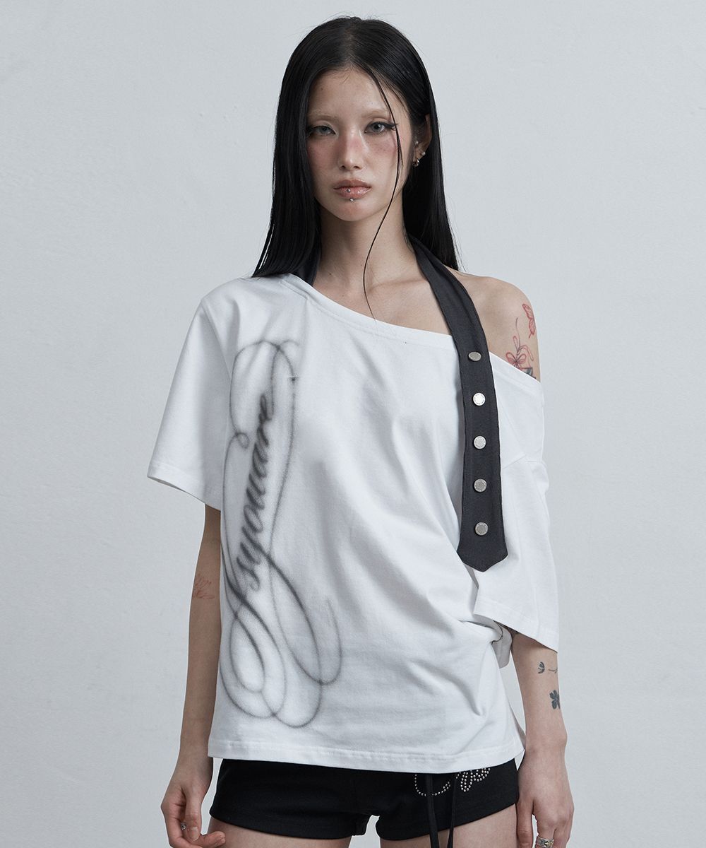 AS YOU ARE 綁帶露肩上衣 白色 AS26SMTOP06WH