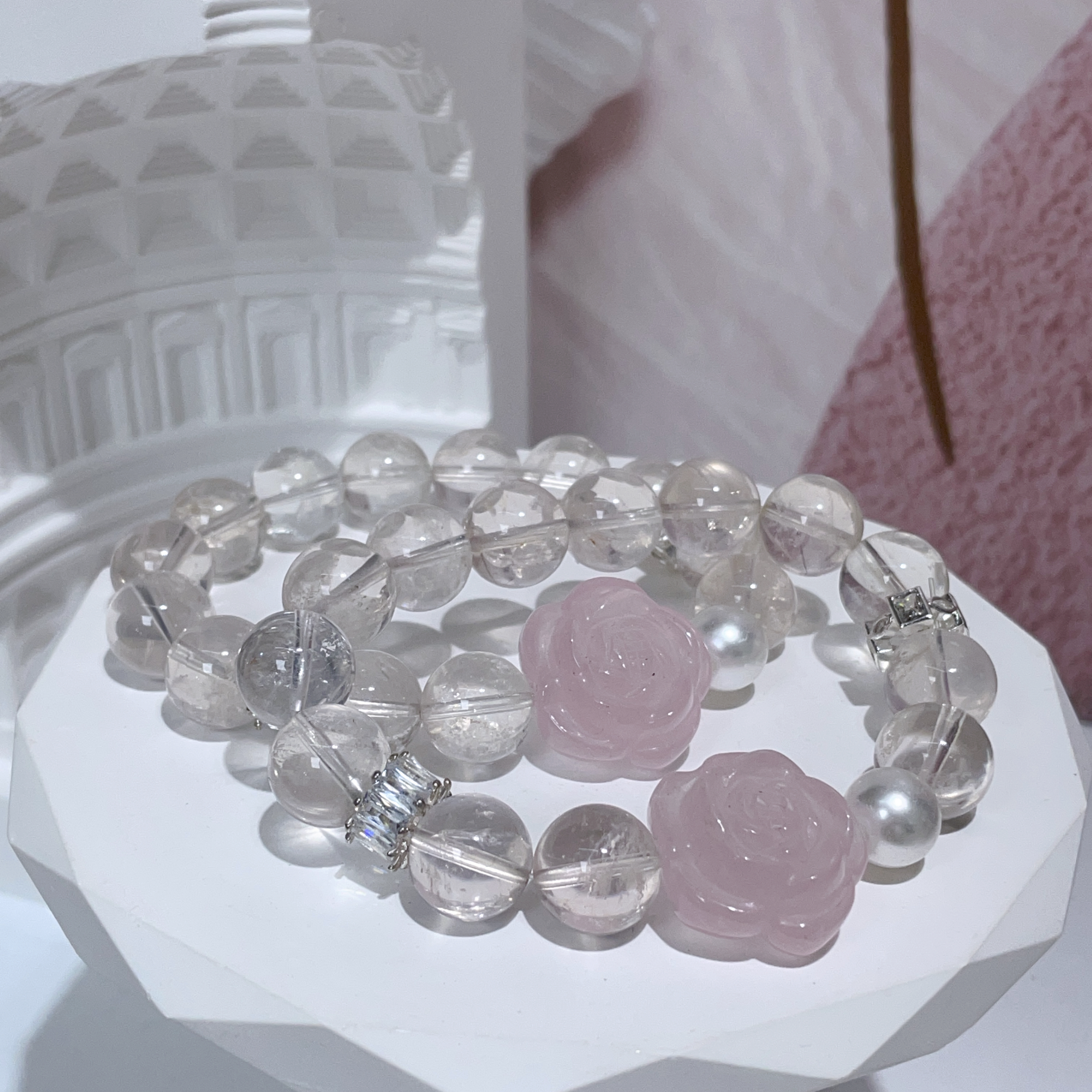 冰粉晶玫瑰設計款手串 12mm