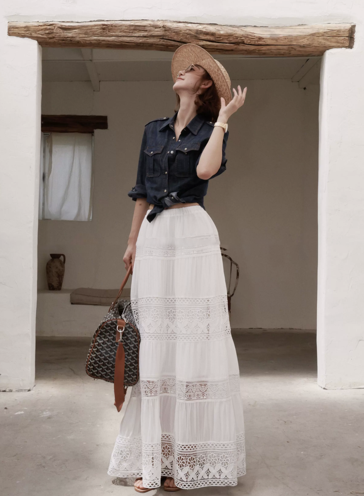 雲朵白浪漫感層次蕾絲傘擺蛋糕長裙-S-L (Elegant & Love)