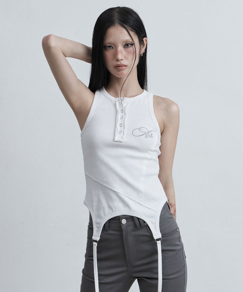 AS YOU ARE 縫線細肩帶背心 AS26SMTOP12WH