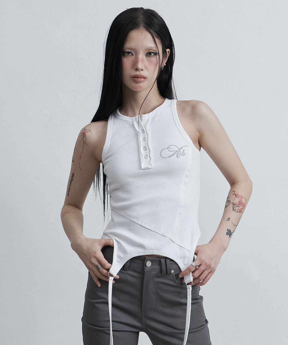 AS YOU ARE 縫線細肩帶背心 AS26SMTOP12WH