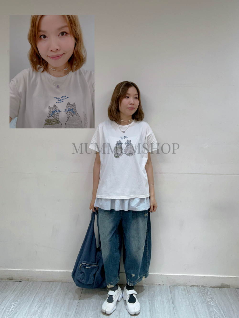 0213263a/勾線雙貓百搭T恤 46/46/26