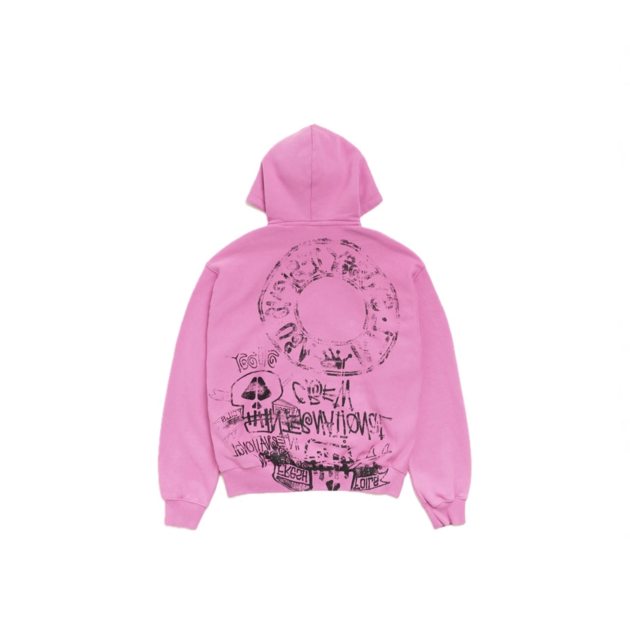 -(B010)-STUSSY SKULLS ZIP HOODIE PIGMENT DYED 骷髏 插畫 拉鍊外套 粉色-1975177