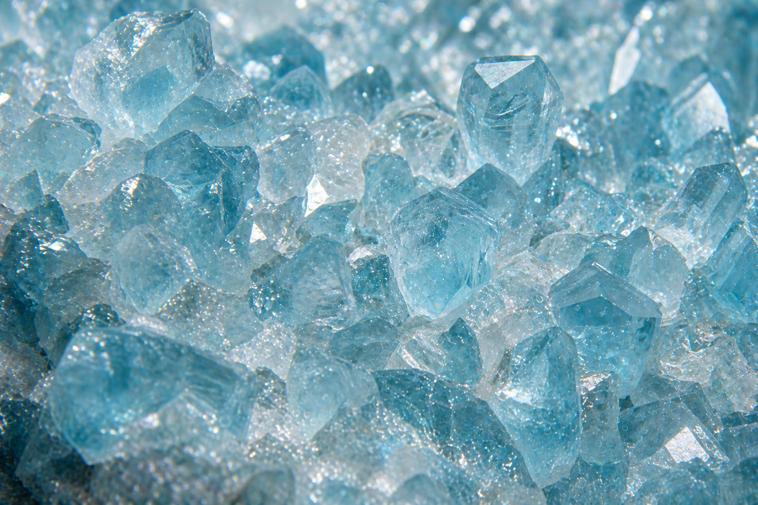 海藍寶原礦特寫 天然水晶色澤與結構