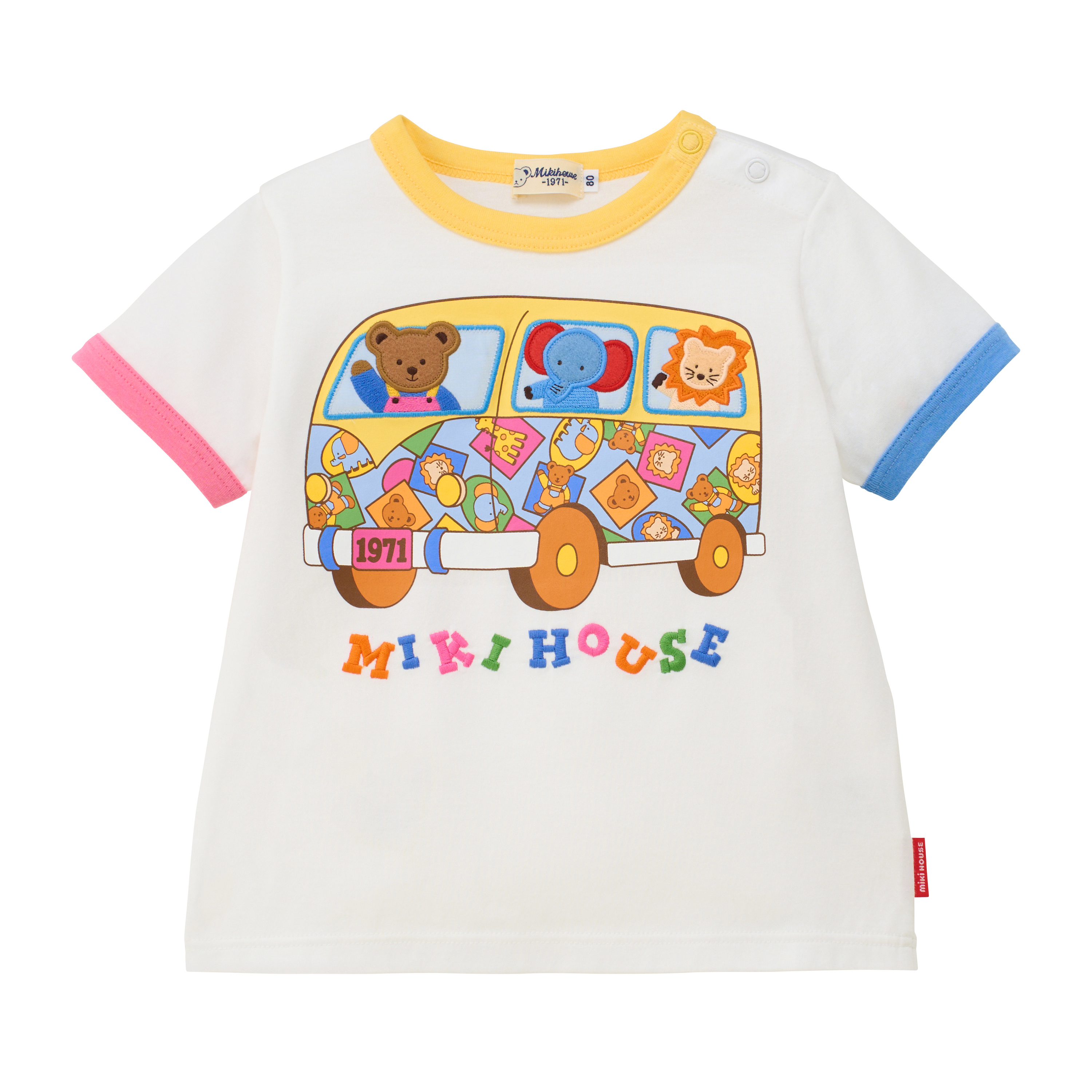 小動物迷你巴士短袖T恤-白色