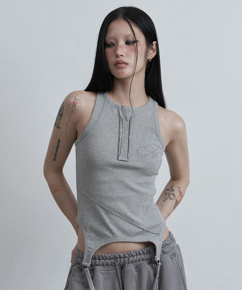 AS YOU ARE 車縫鬆緊帶無袖混紡上衣 AS26SMTOP12ML