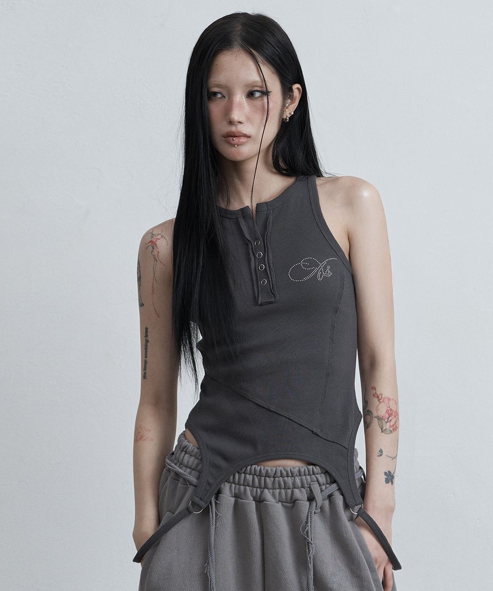 AS YOU ARE 縫線吊帶無袖上衣 木炭灰 AS26SMTOP12CH