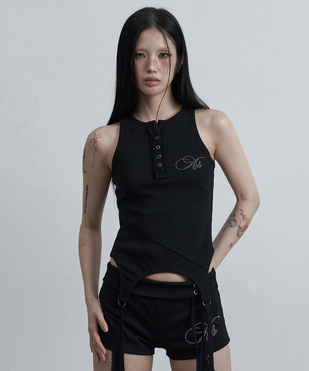 AS YOU ARE 縫線鬆緊無袖上衣 黑色 AS26SMTOP12BK