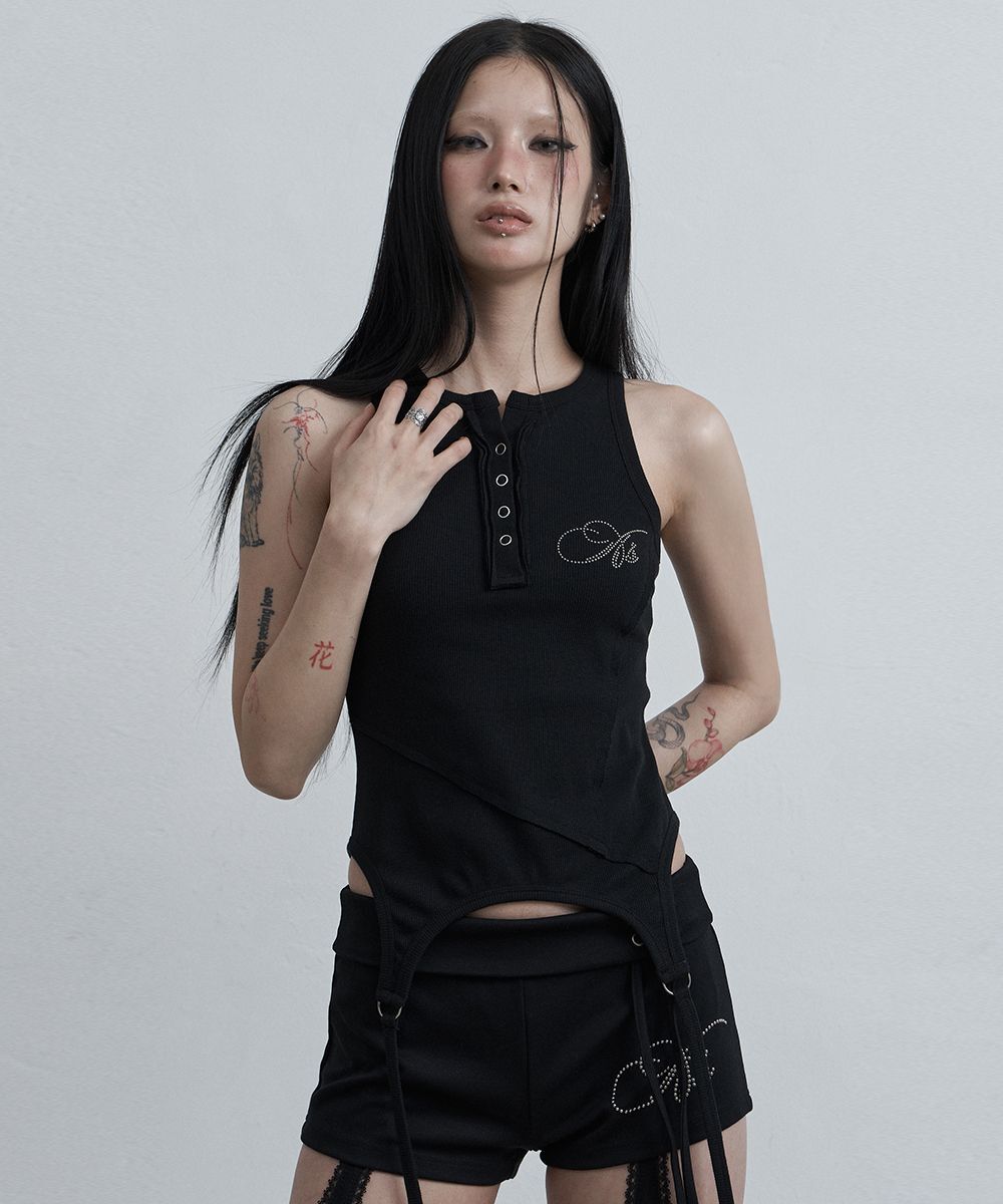 AS YOU ARE 縫線鬆緊無袖上衣 黑色 AS26SMTOP12BK