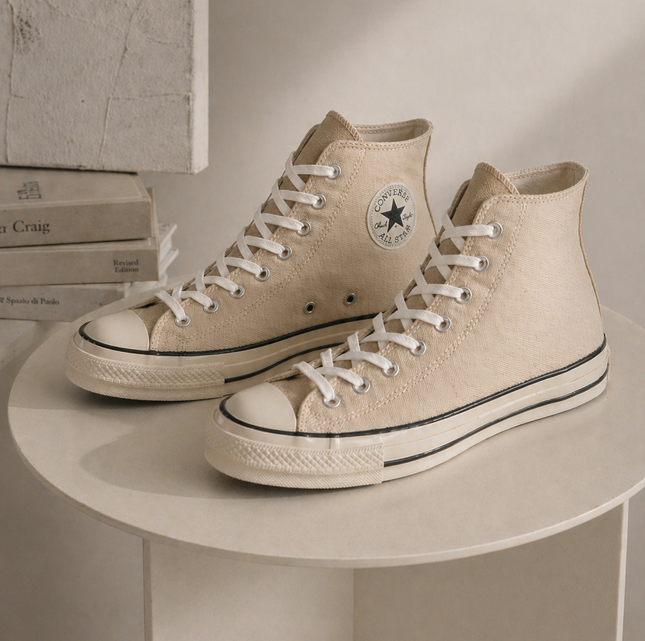 converse 復古水洗奶茶帆布鞋