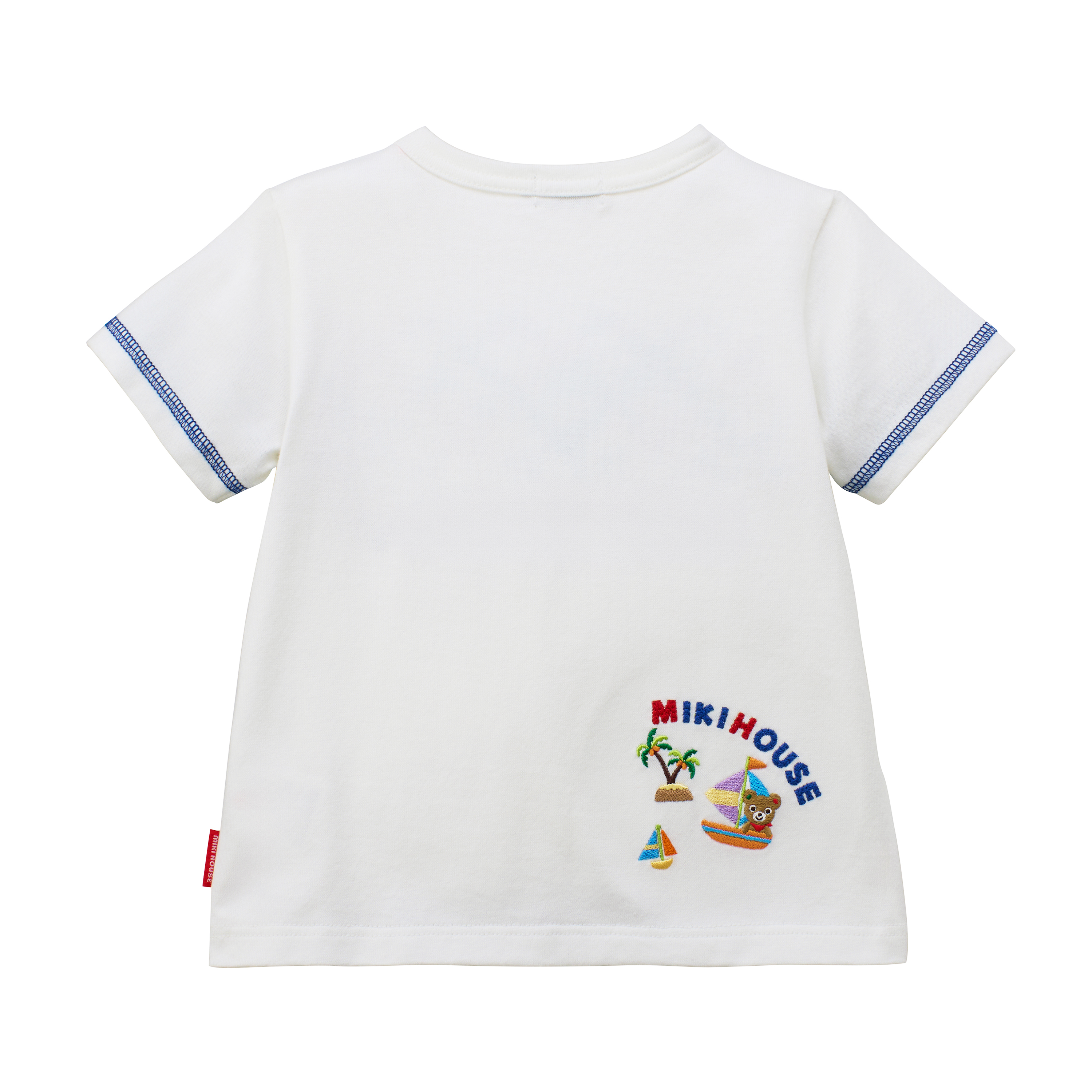 海洋風格紋拼接短袖T恤-白色