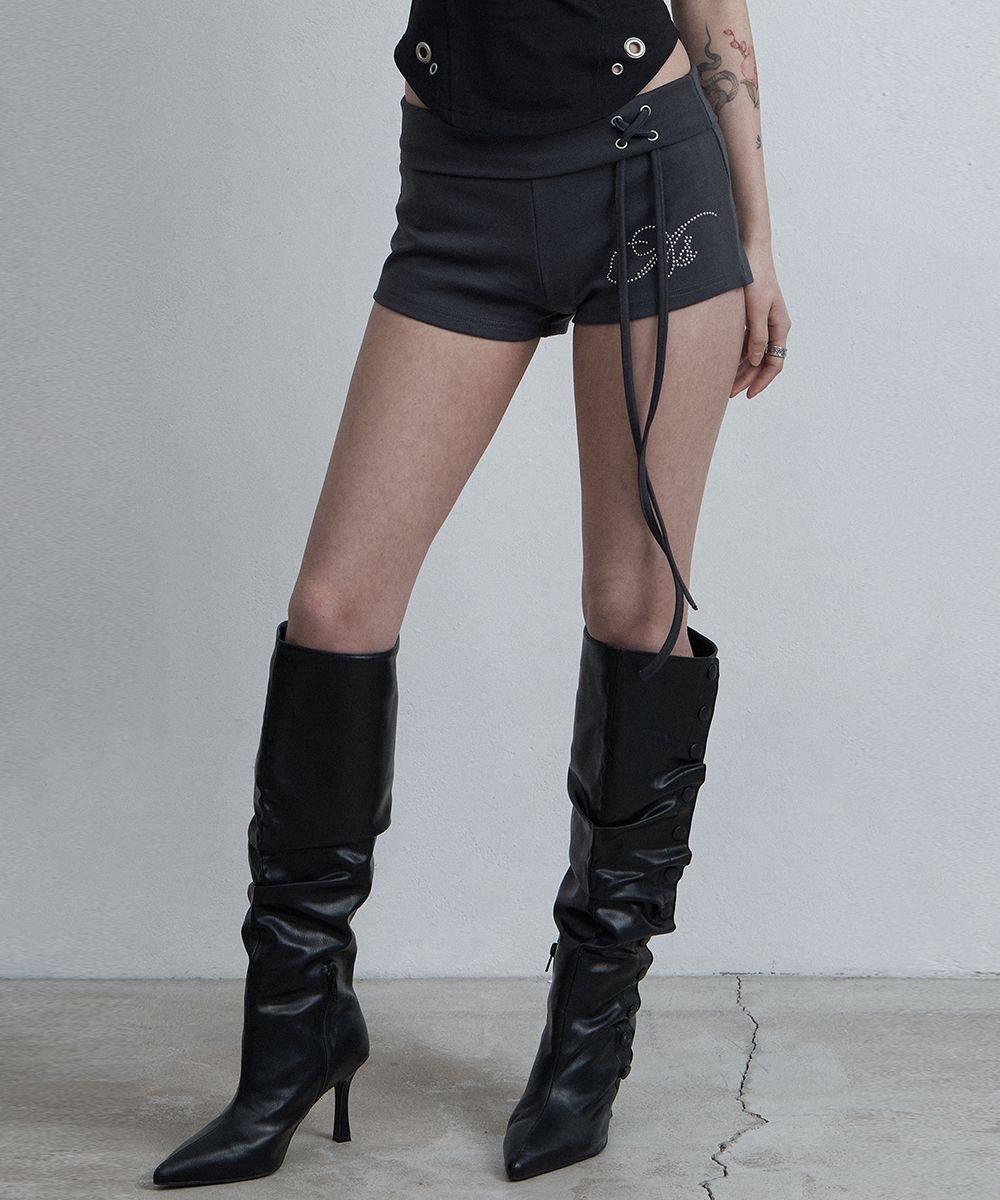 AS YOU ARE 翻折腰 Logo 短褲 炭灰 AS26SMPT02CH