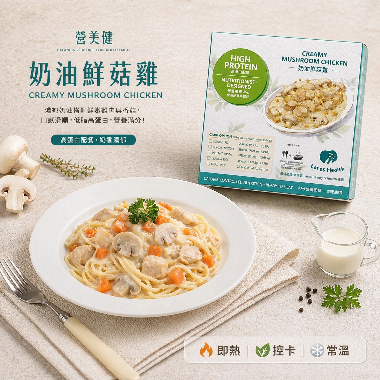 控卡餐:奶油鮮菇雞