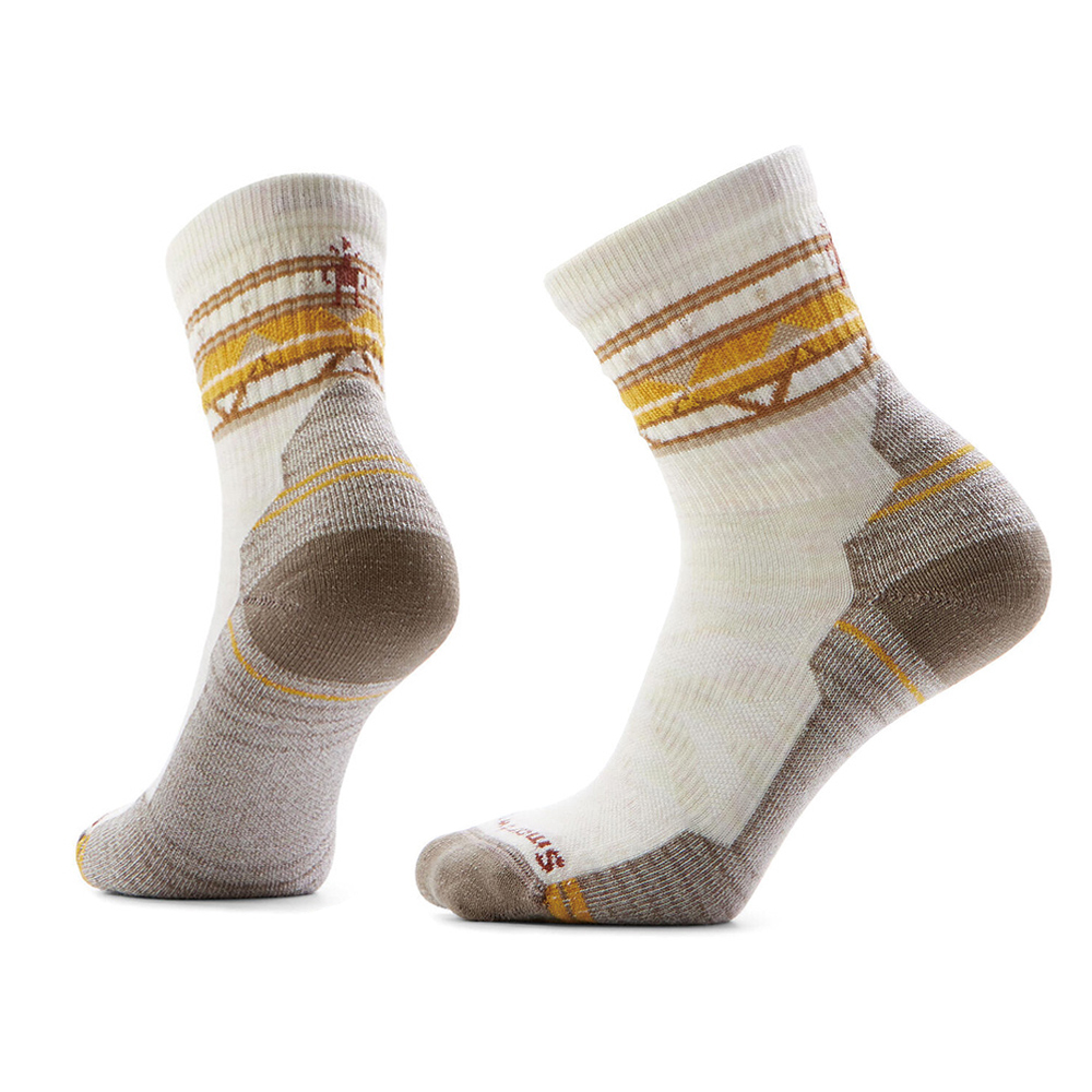 【Smartwool】女機能戶外全輕量減震民族風印花中筒襪 苔蘚綠、淺灰、黑、藍、米白、粉紫 / SW001580