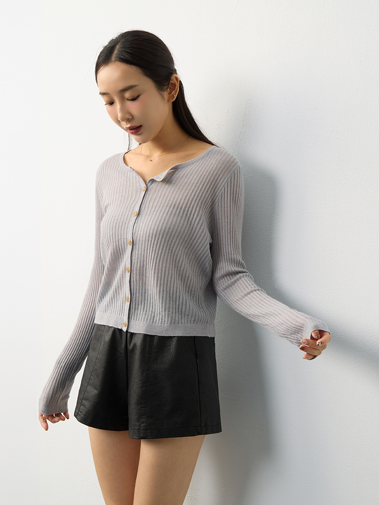 慵懶顯瘦開釦針織上衣(33%羊毛）