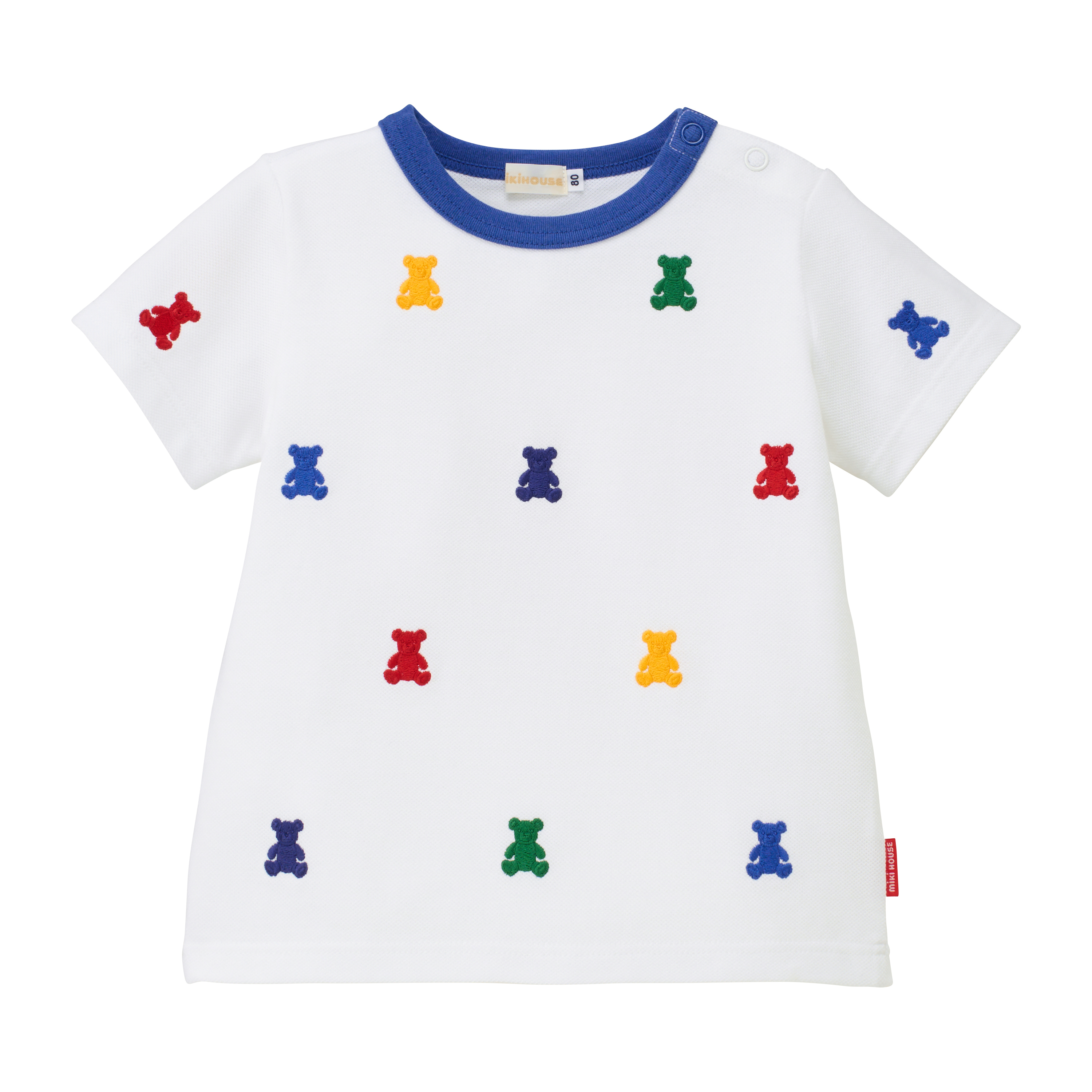 繽紛刺繡小熊短袖T恤-白色
