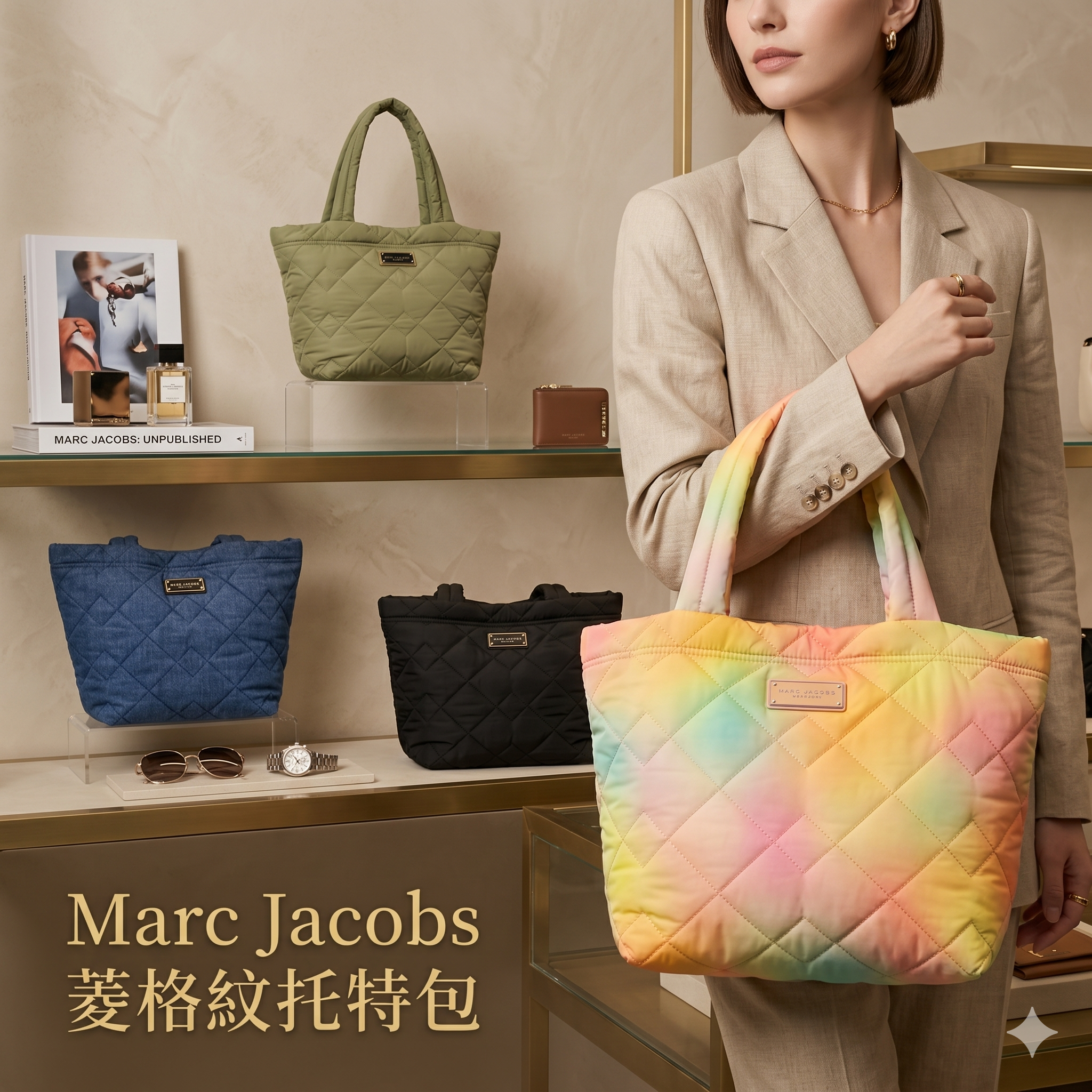 【預購】 H042750  Marc Jacobs 菱格紋托特包