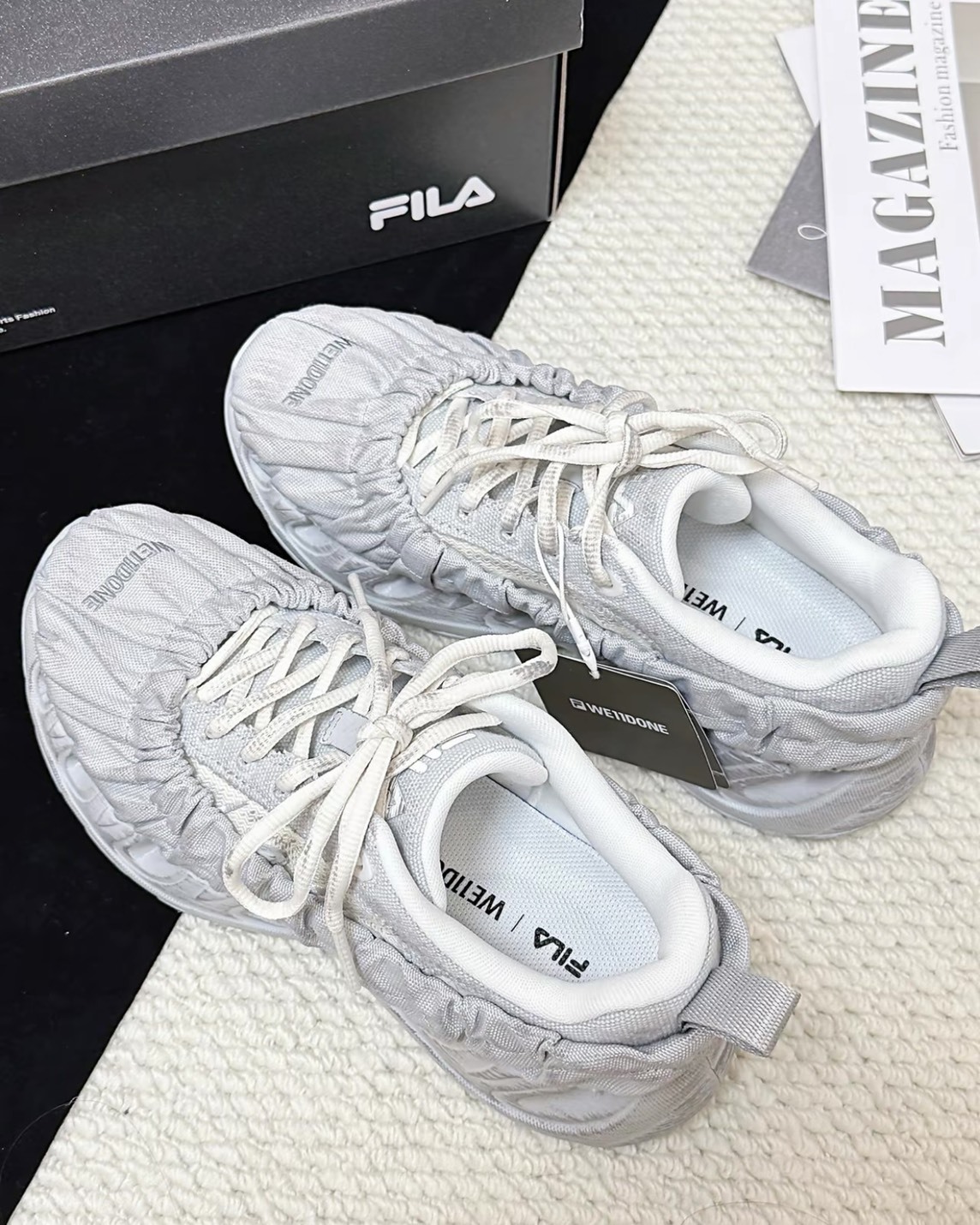 【預購】FILA x WE11DONE VETTA 低筒厚底老爹 白色 F12W622140FHB