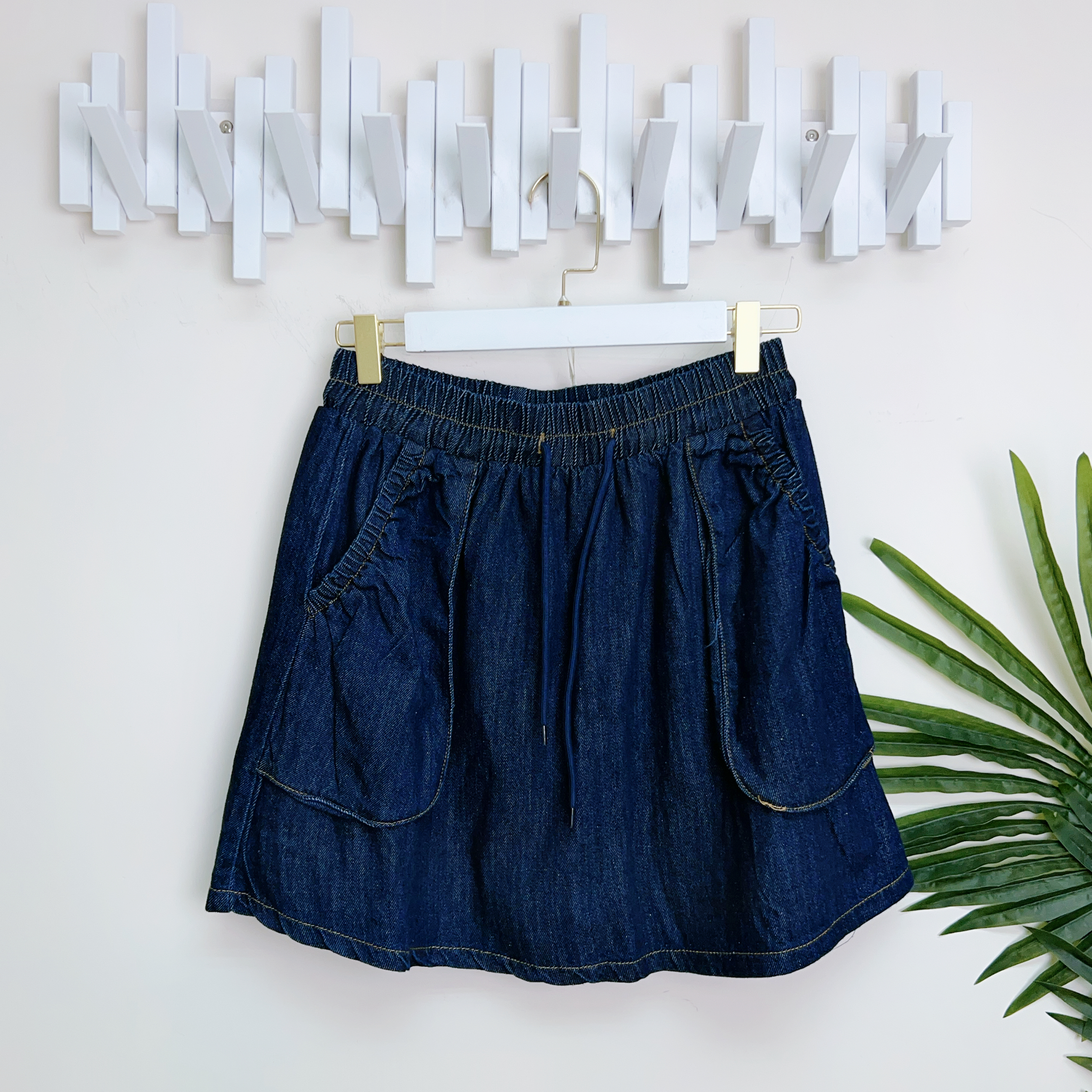 橡筋腰牛仔棉短裙褲(腰26-40 臀44 長16 吋 )12873#2804clo