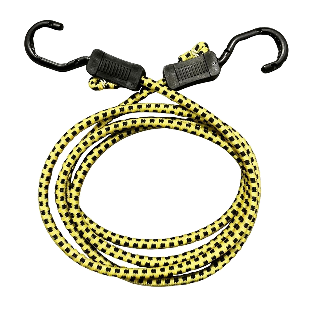 【SafeStraps】黃黑可調式彈力綁帶 (2m)｜鋼芯塑膠鉤｜防刮設計｜貨物固定