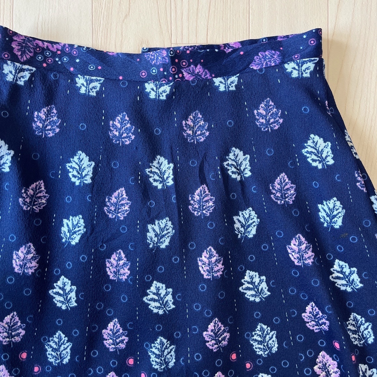 C&A西德製深藍色落葉圖案半裙