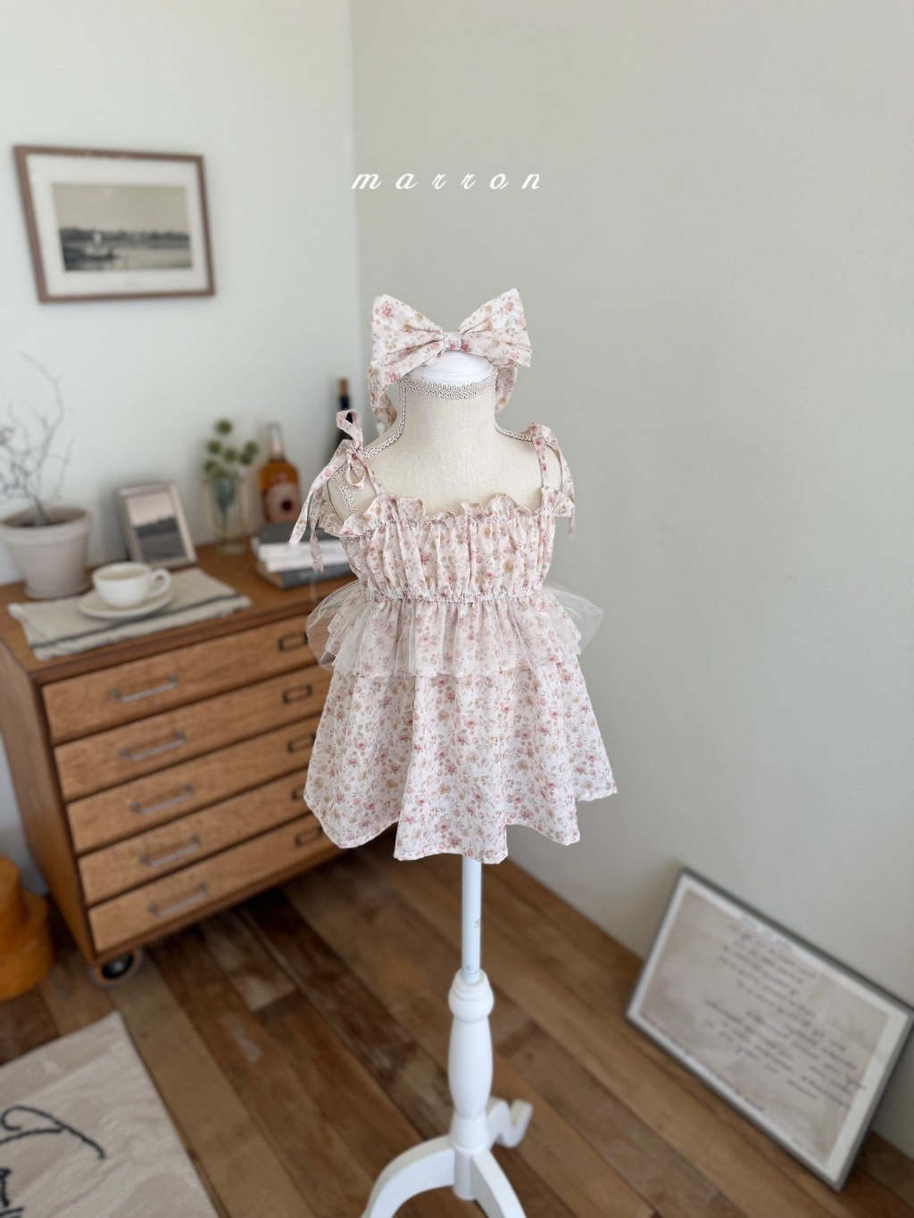 正韓夏Marron 小童粉色碎花洋裝