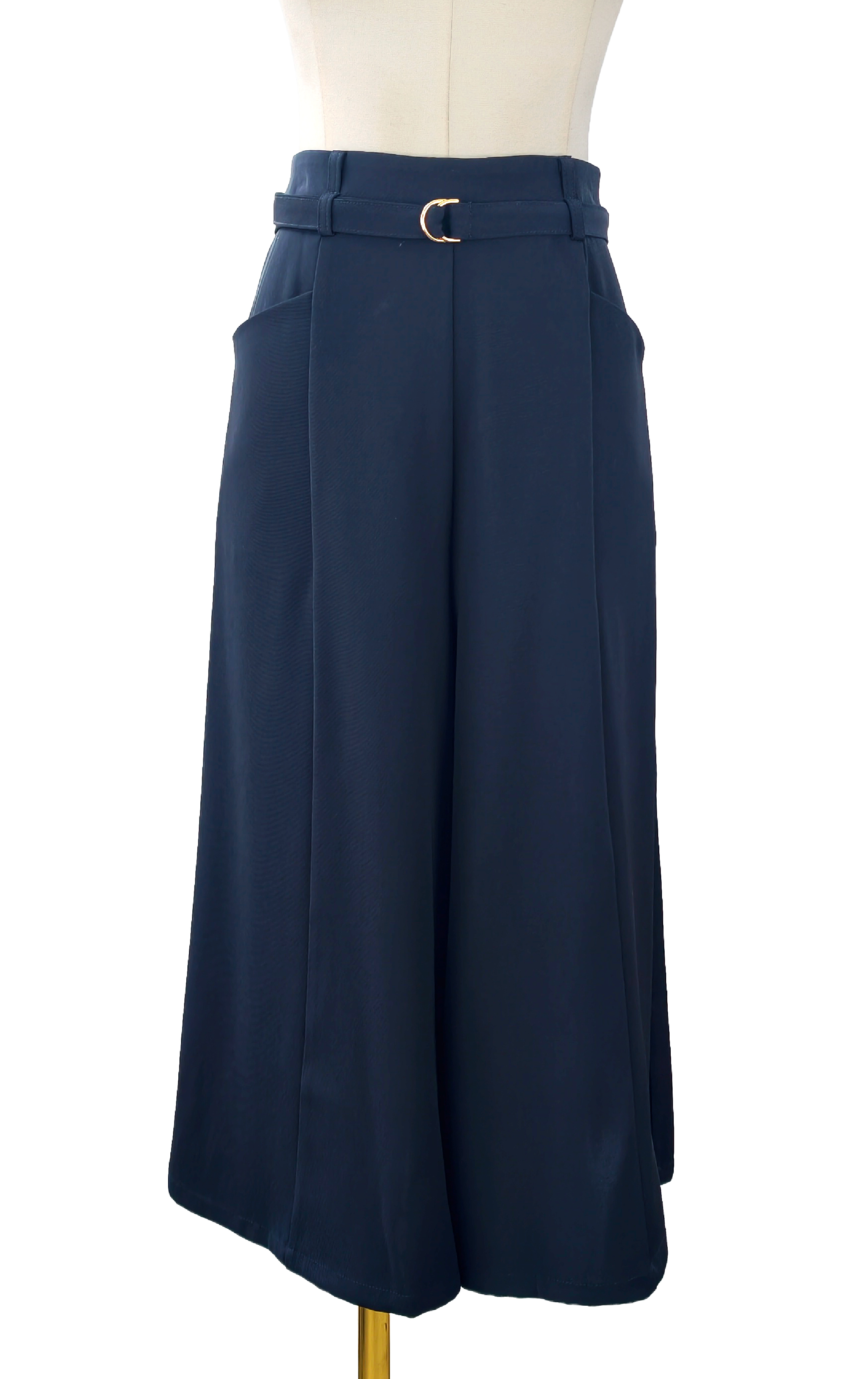 Minimalist Belted Draped Trousers with Side Pockets PT0505