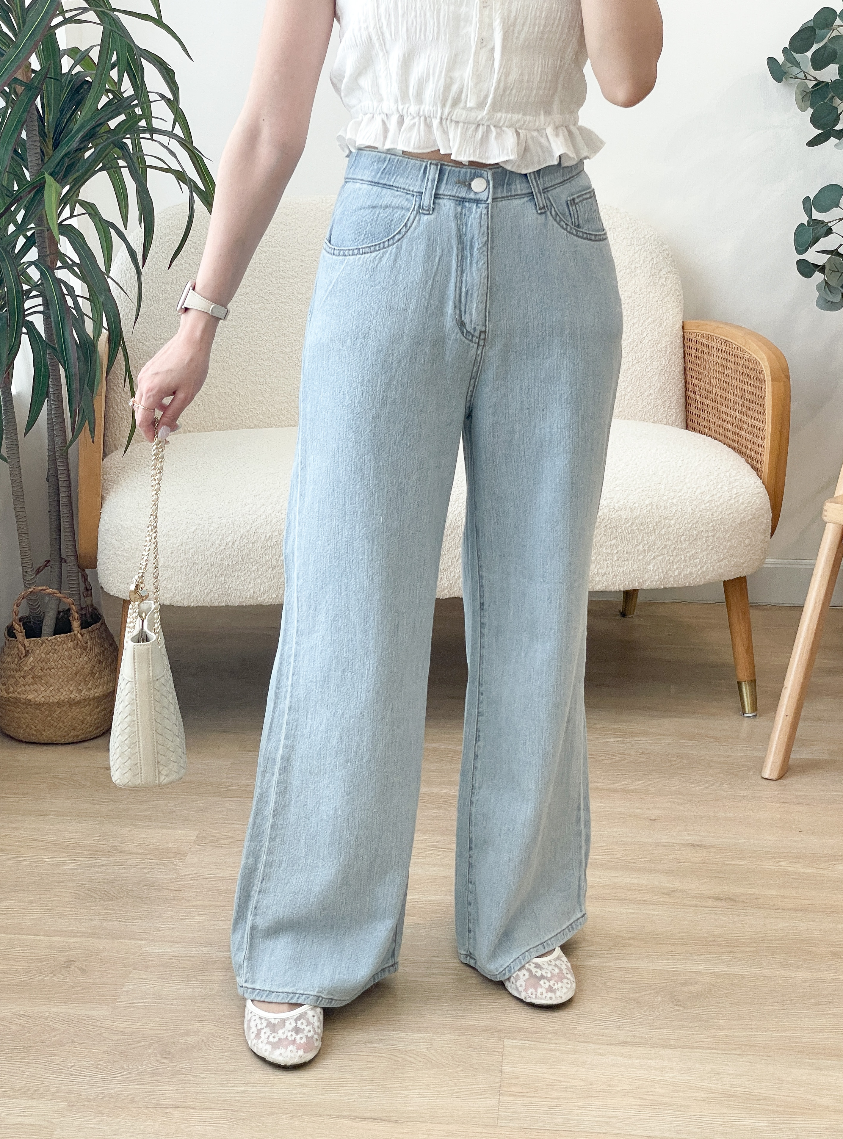 JEAN208 Summer Cool Linen Denim Wide Pants