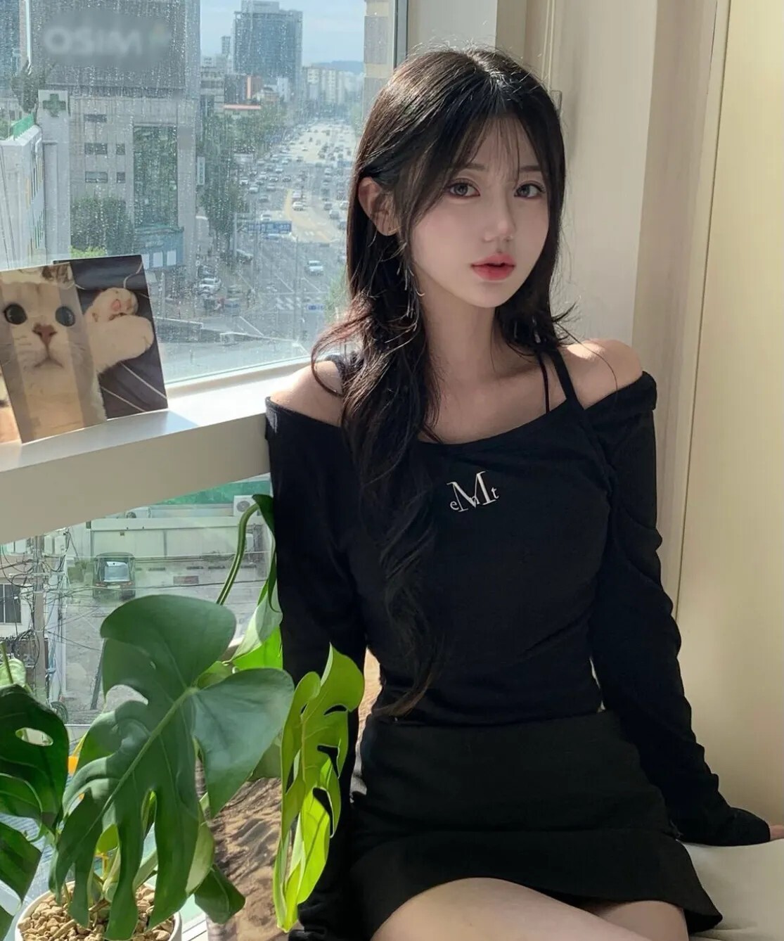 【OWN】Mucent 長袖 上衣 不規則 兩件式 疊穿 彈性 修身 單一尺寸 女款 黑色 白色 深藍 咖啡色 P00000MX