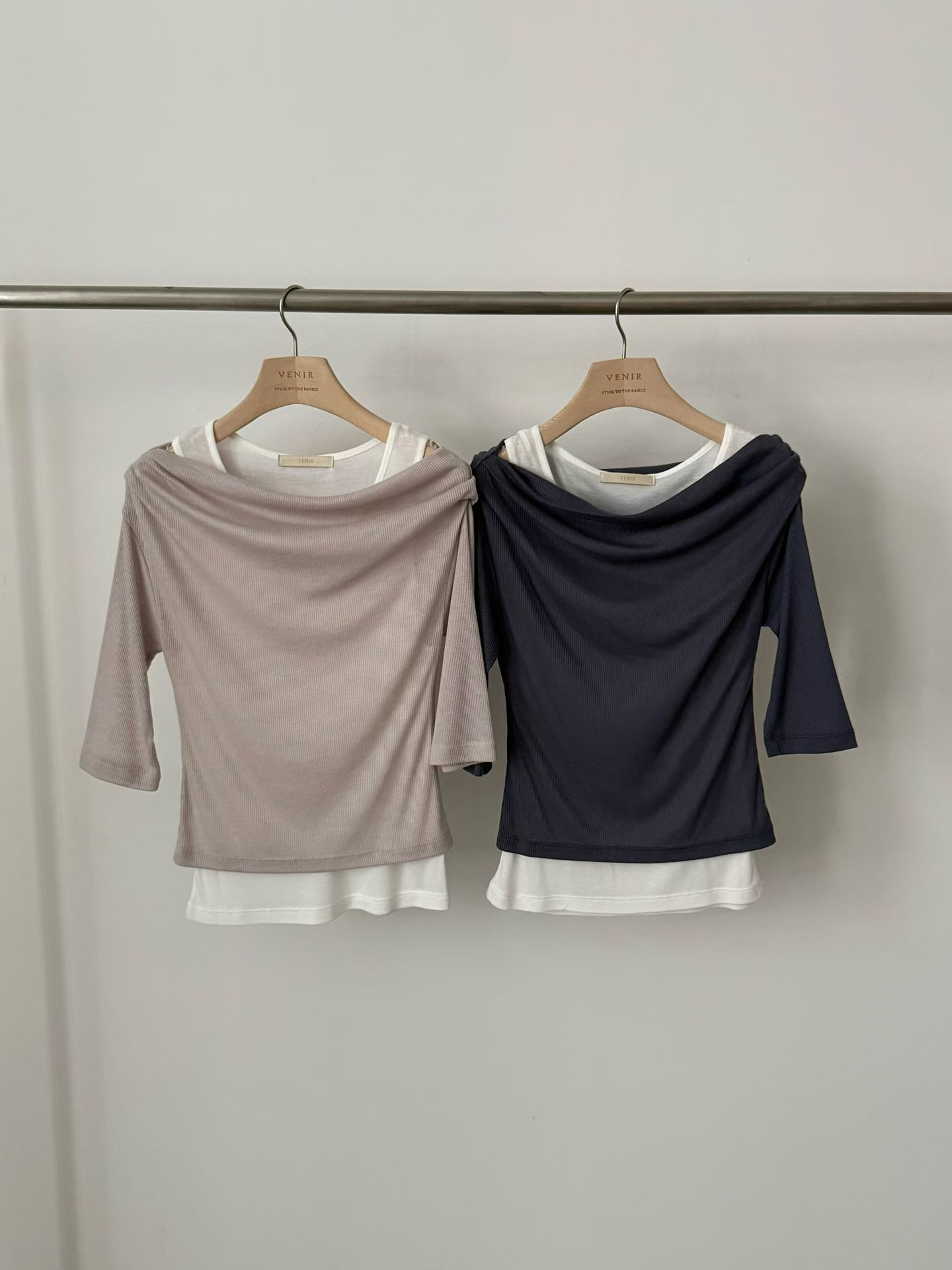 VR6121 假兩件垂墜上衣