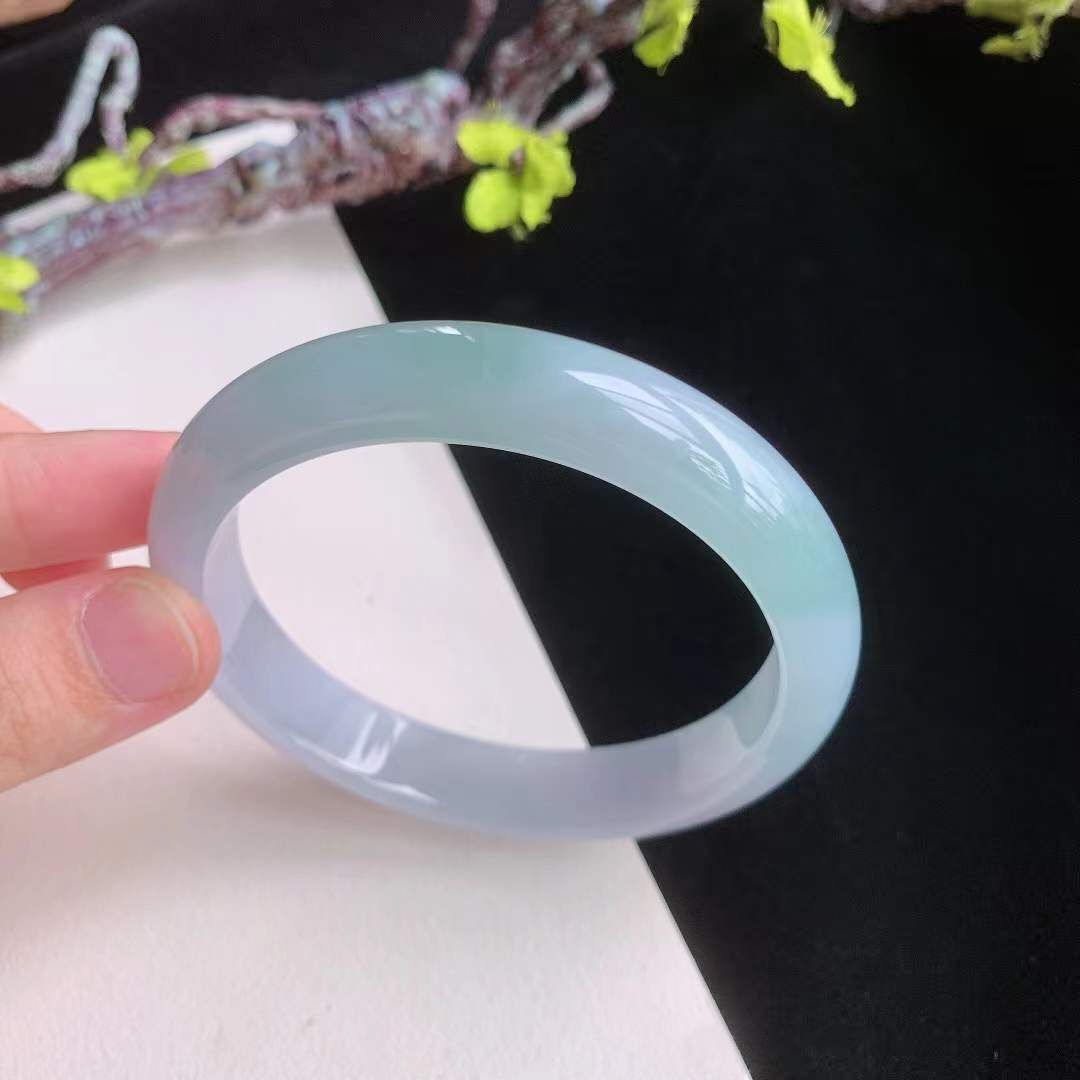 冰種冰紫翡翠正圈手鐲,天然翡翠A玉, 緬甸玉, Jade, Jadeite