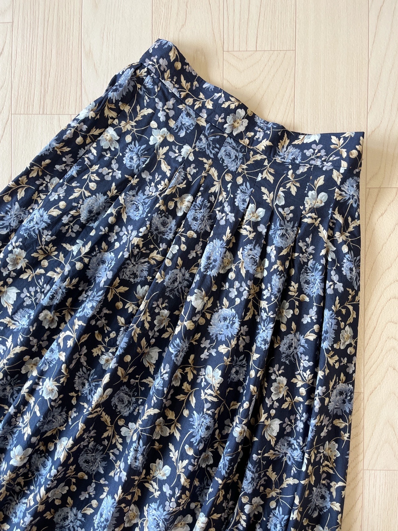 Laura Ashley藍色綿質大花半裙