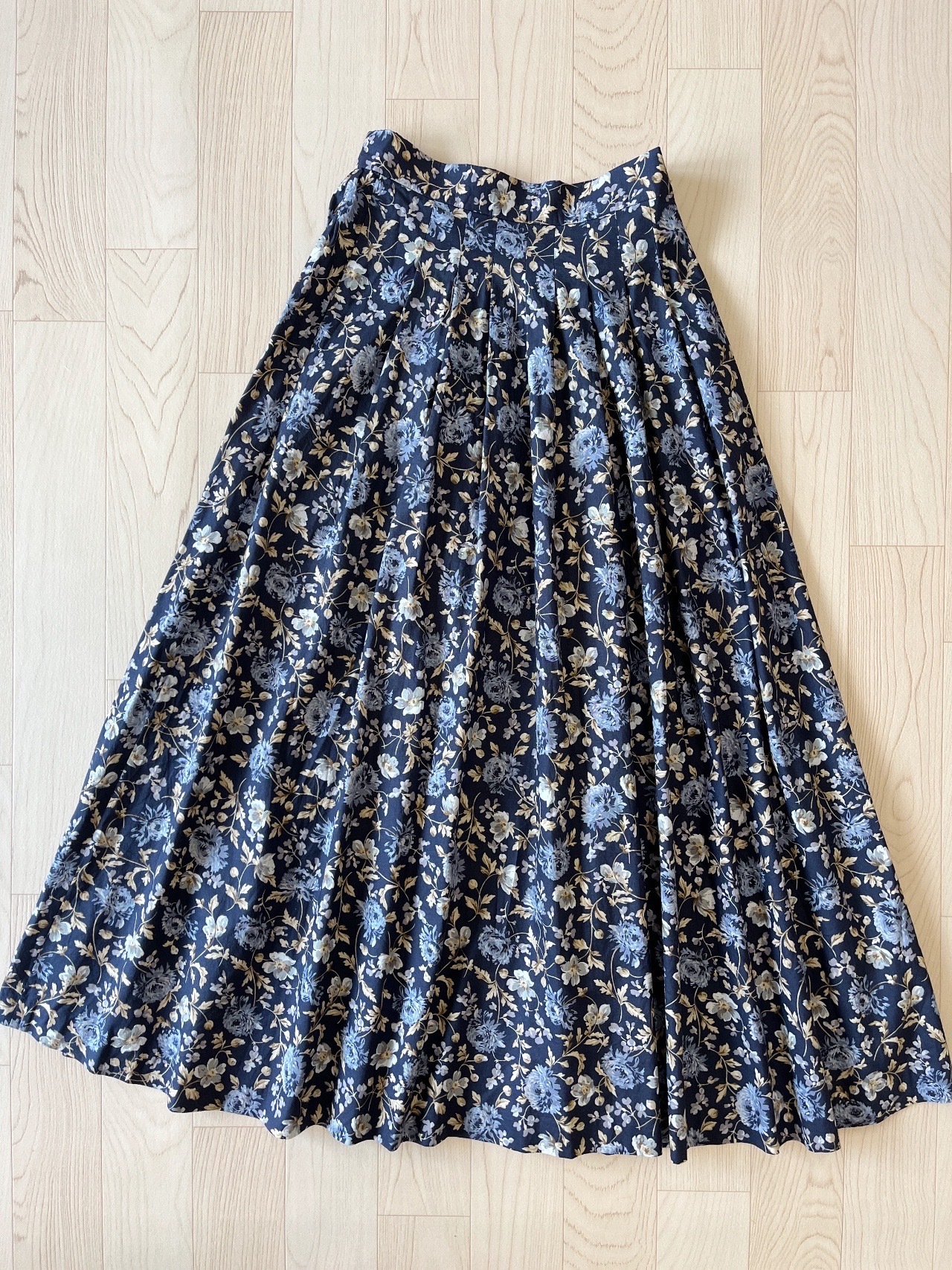 Laura Ashley藍色綿質大花半裙