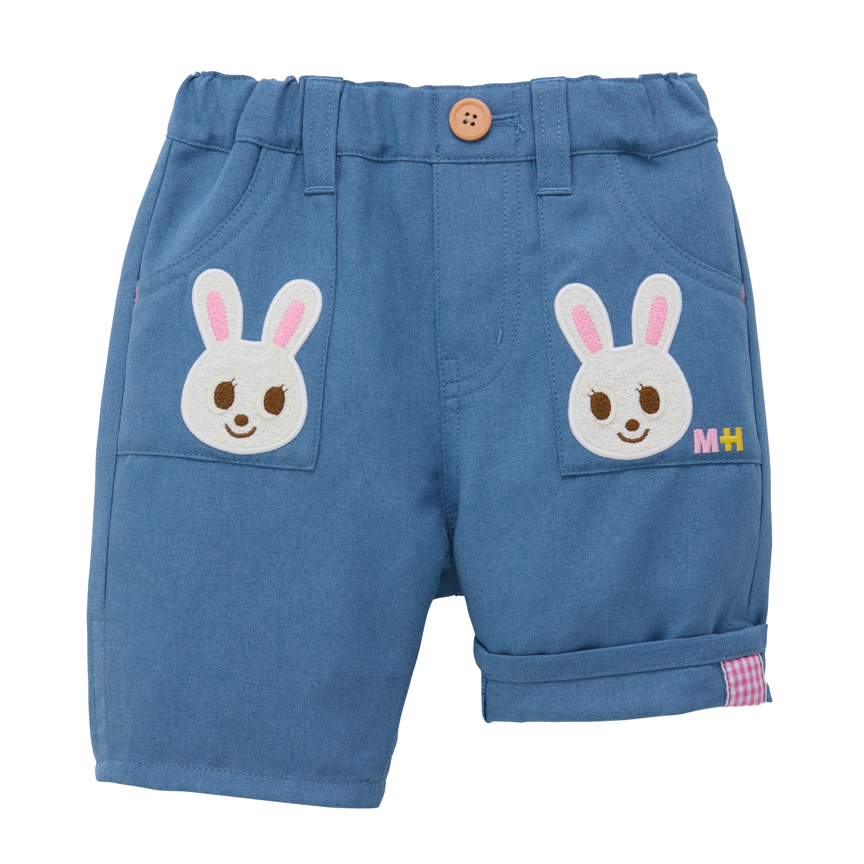 舞颯兔刺繡 涼感六分褲-藍色